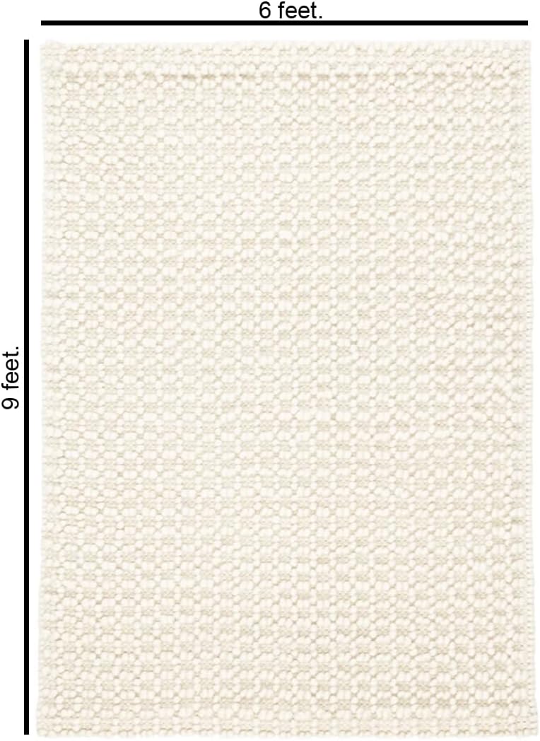 Handwoven Wool Area Rug - Hand Woven Natural Carpet Rugs- Bedroom Living Room Dining Room (Ivory- 6'x9')