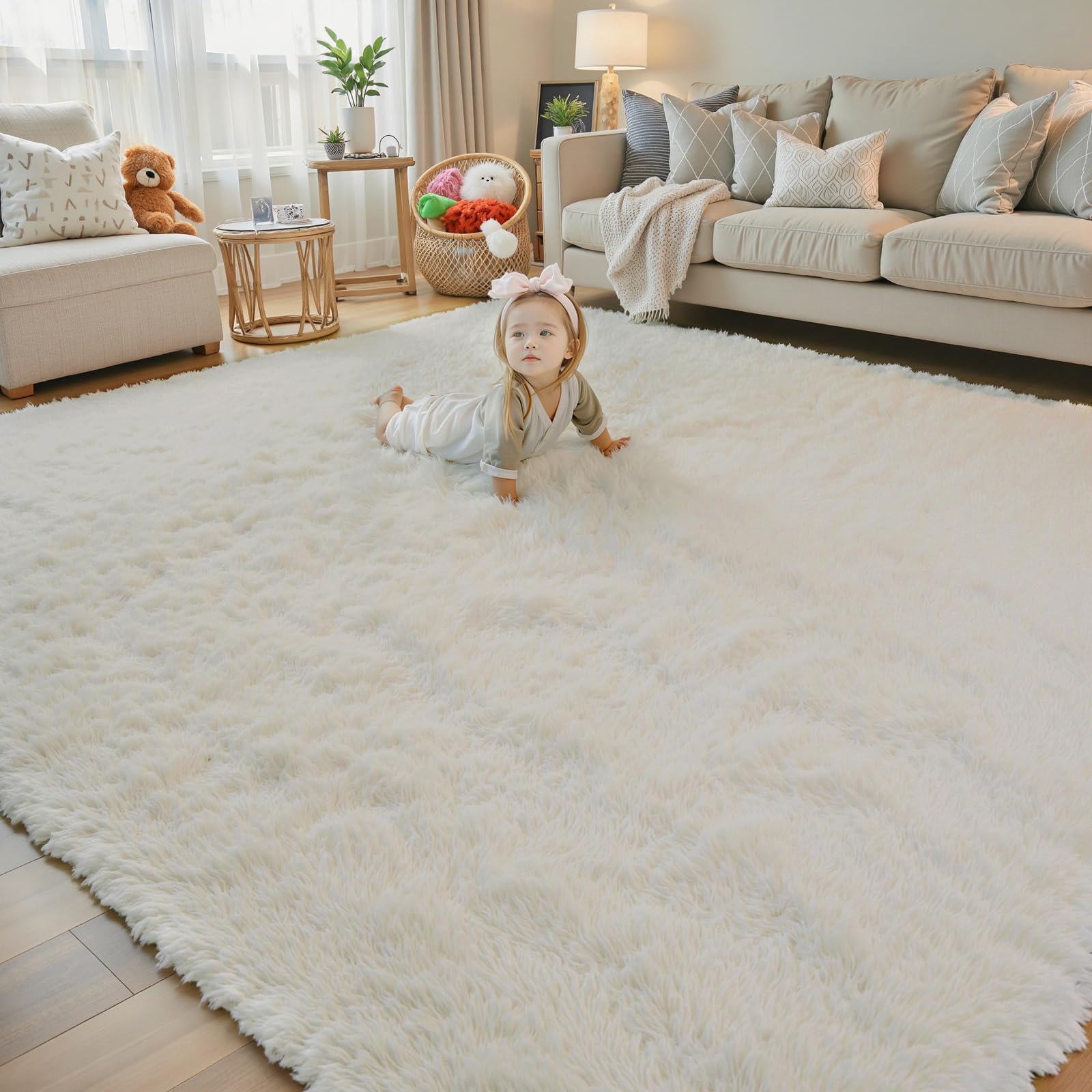 8x10 Area Rugs for Living Room Bedroom Rug, Large Shaggy Soft Plush Furry Bedside Rug, Area Rugs for Home Decor (Light Grey, 8x10 Feet)