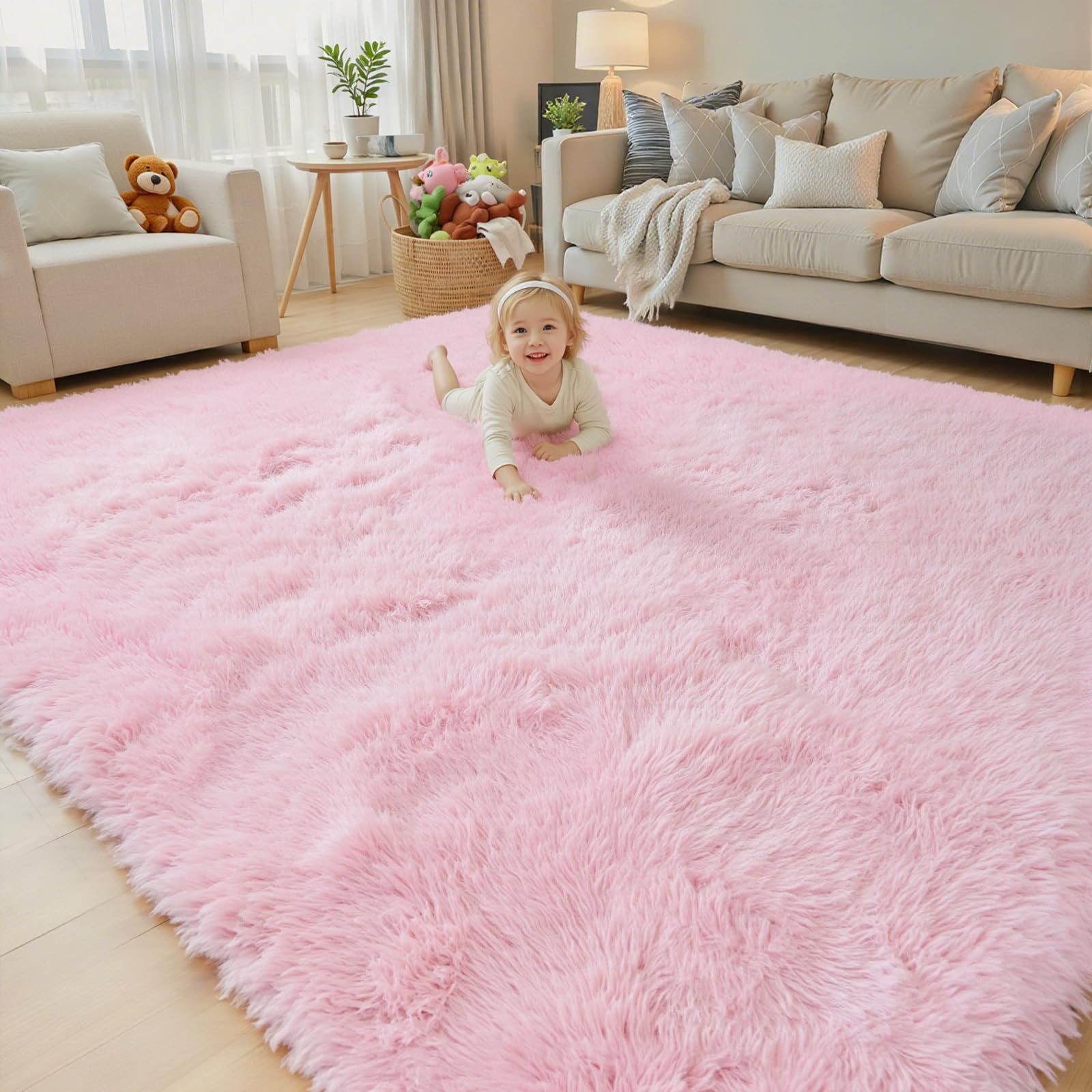8x10 Area Rugs for Living Room Bedroom Rug, Large Shaggy Soft Plush Furry Bedside Rug, Area Rugs for Home Decor (Light Grey, 8x10 Feet)