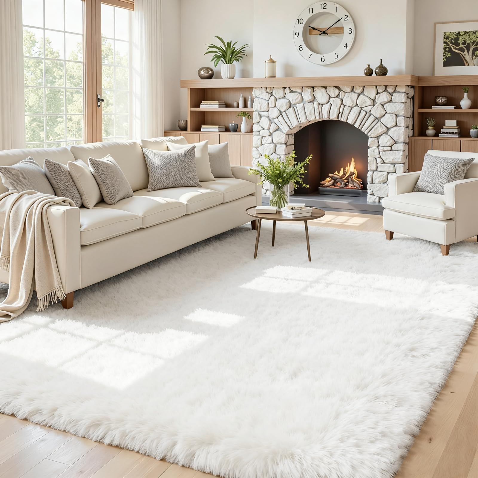8x10 Area Rugs for Living Room: Ultra Soft Fluffy Shag Grey Rugs for Bedroom, Non-Slip Large Fuzzy Plush Rug Indoor Floor Carpet for Nursery Kids Boys Girls Room, Dorms, Playroom, Modern Home Decor
