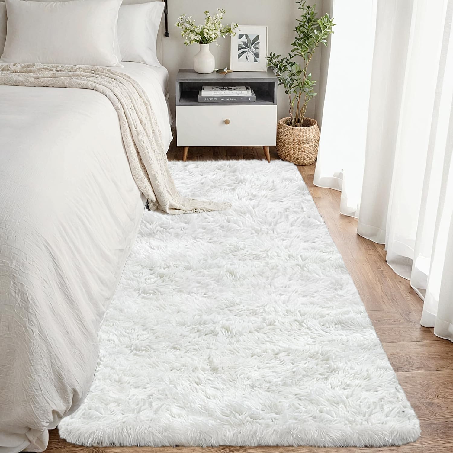 8x10 Area Rugs for Living Room: Ultra Soft Fluffy Shag Grey Rugs for Bedroom, Non-Slip Large Fuzzy Plush Rug Indoor Floor Carpet for Nursery Kids Boys Girls Room, Dorms, Playroom, Modern Home Decor