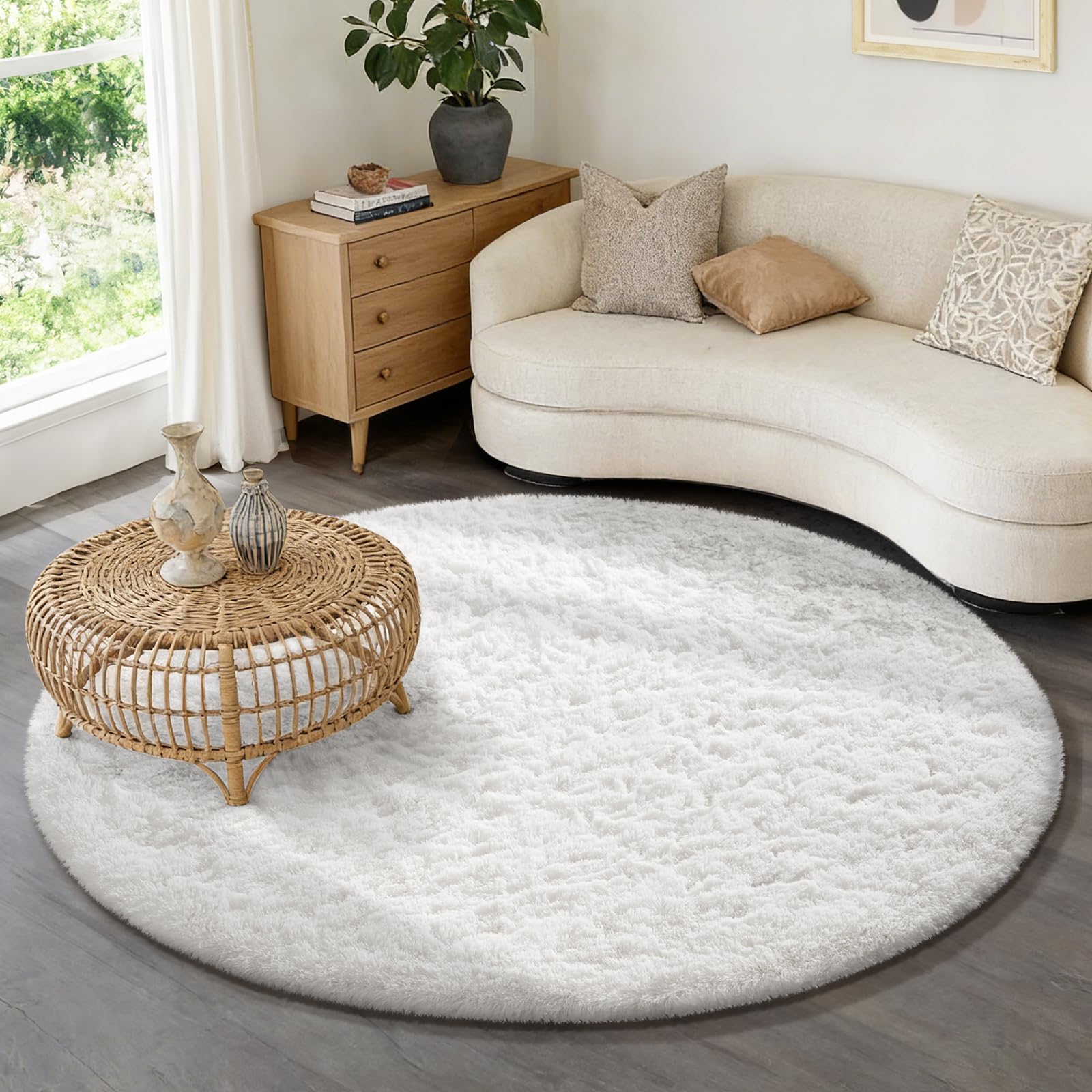 Ophanie 8x10 Area Rugs for Living Room, Upgrade Non-Slip Fluffy Soft Large Shag Bedroom Carpet, Ivory Big Indoor Thick Nursery Rug, Carpets for Boy and Girls Room Dorm Home Decor Aesthetic