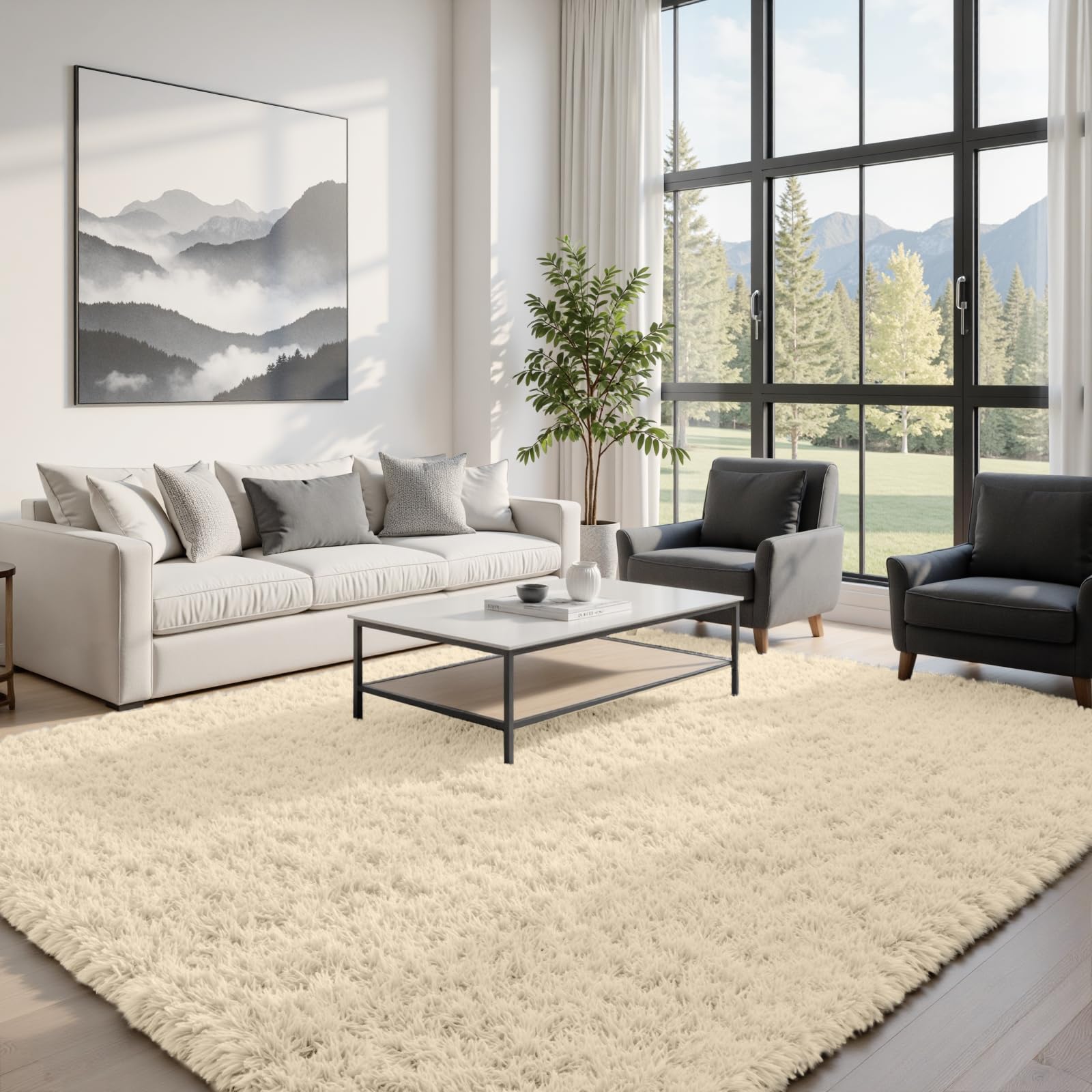 8x10 Area Rugs for Living Room: Ultra Soft Fluffy Shag Grey Rugs for Bedroom, Non-Slip Large Fuzzy Plush Rug Indoor Floor Carpet for Nursery Kids Boys Girls Room, Dorms, Playroom, Modern Home Decor