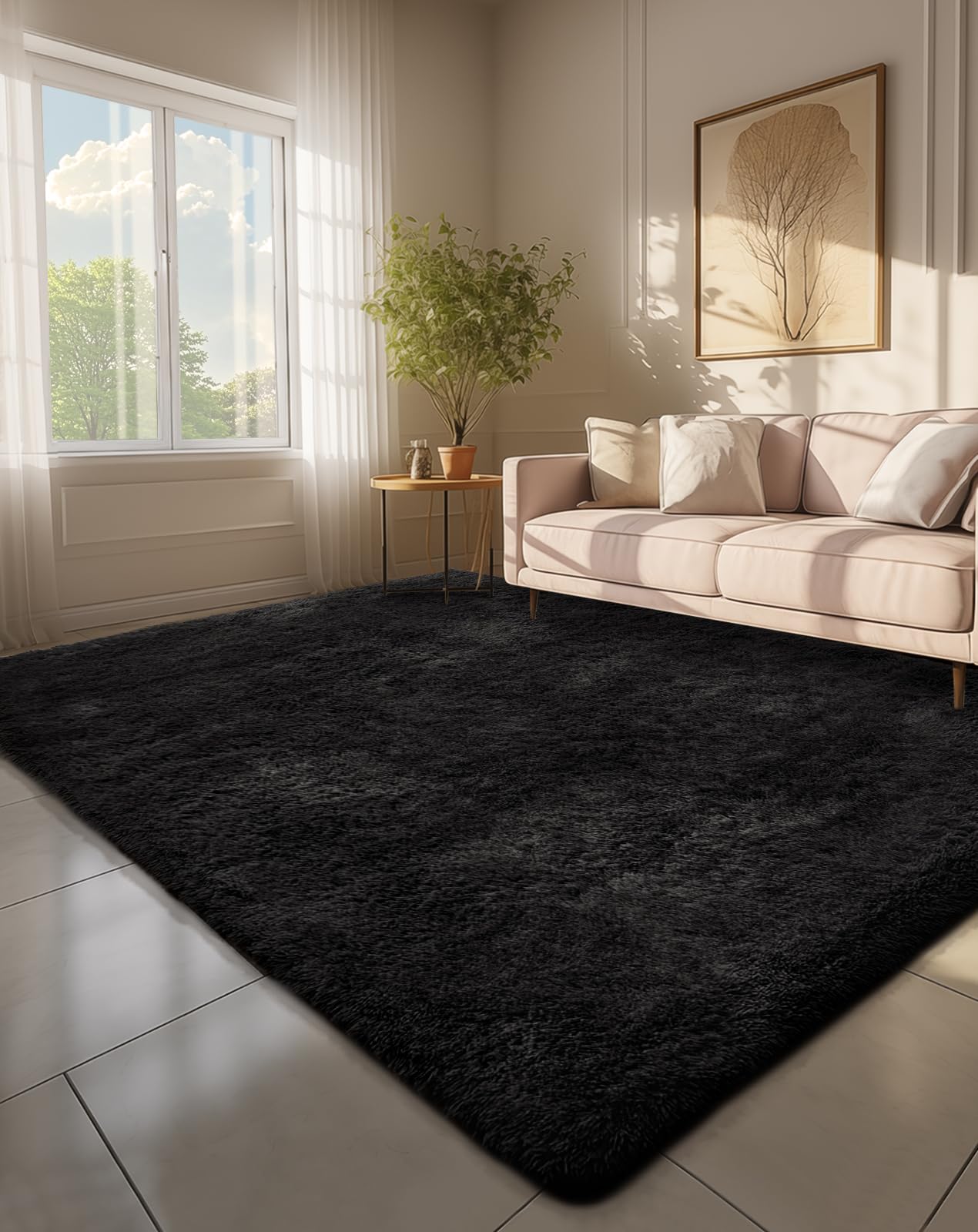 Ophanie 8x10 Area Rugs for Living Room, Upgrade Non-Slip Fluffy Soft Large Shag Bedroom Carpet, Ivory Big Indoor Thick Nursery Rug, Carpets for Boy and Girls Room Dorm Home Decor Aesthetic