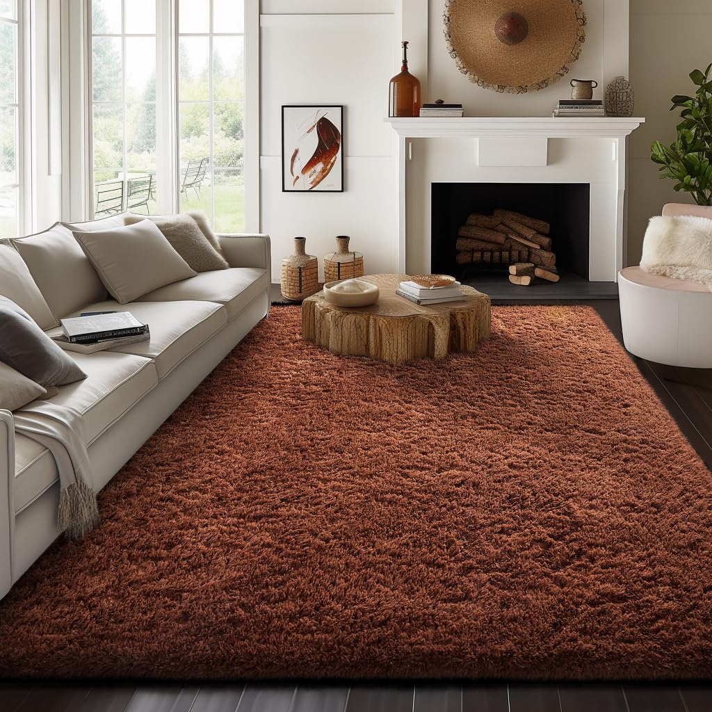 Ophanie 8x10 Area Rugs for Living Room, Upgrade Non-Slip Fluffy Soft Large Shag Bedroom Carpet, Ivory Big Indoor Thick Nursery Rug, Carpets for Boy and Girls Room Dorm Home Decor Aesthetic