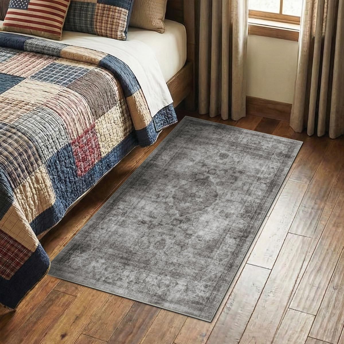 Homemate Washable Rug 8x10 Area Rugs - Vintage Faux Wool Rugs for Living Room Bedroom Dining Room - Non Slip Foldable Carpet Indoor Area Rug for Home Decor（8'x10', Beige