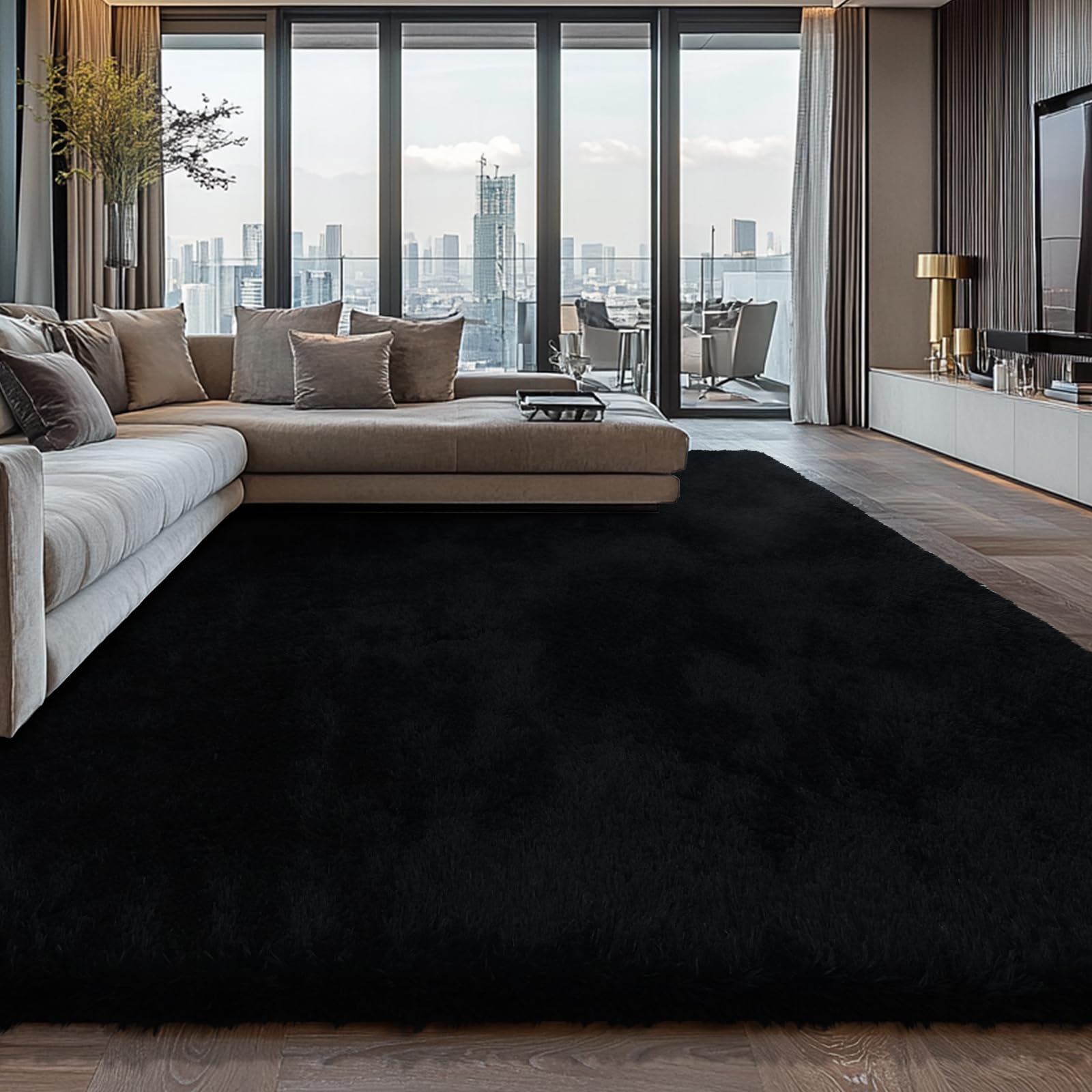 Shag Area Rugs for Bedroom Living Room,8X10 Ultra Soft Fluffy Area Rugs for Dorm, Indoor Carpet Nursery Rugs for Kids Girls Room Home Decor,Tie-Dye Grey