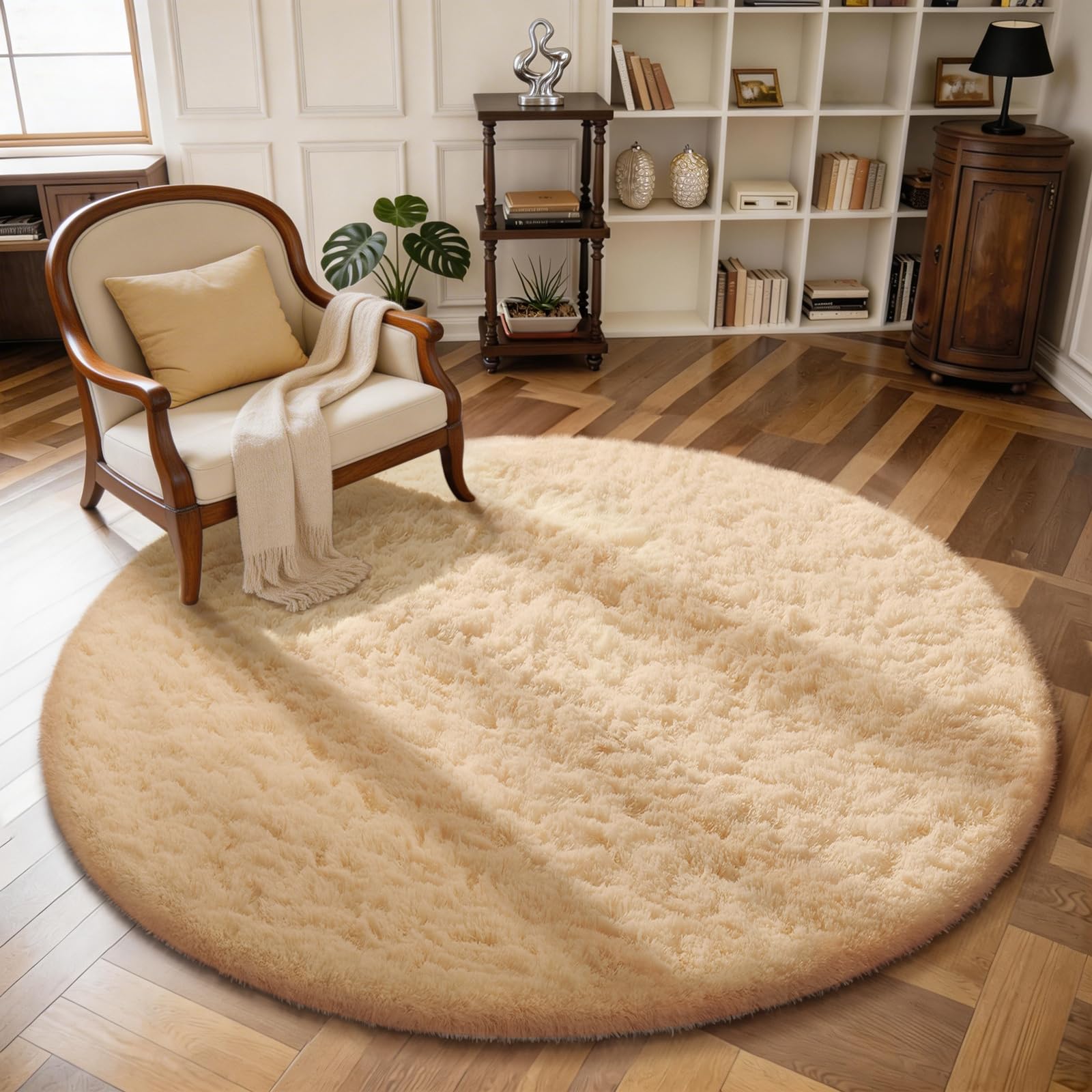 Ophanie 8x10 Area Rugs for Living Room, Upgrade Non-Slip Fluffy Soft Large Shag Bedroom Carpet, Ivory Big Indoor Thick Nursery Rug, Carpets for Boy and Girls Room Dorm Home Decor Aesthetic