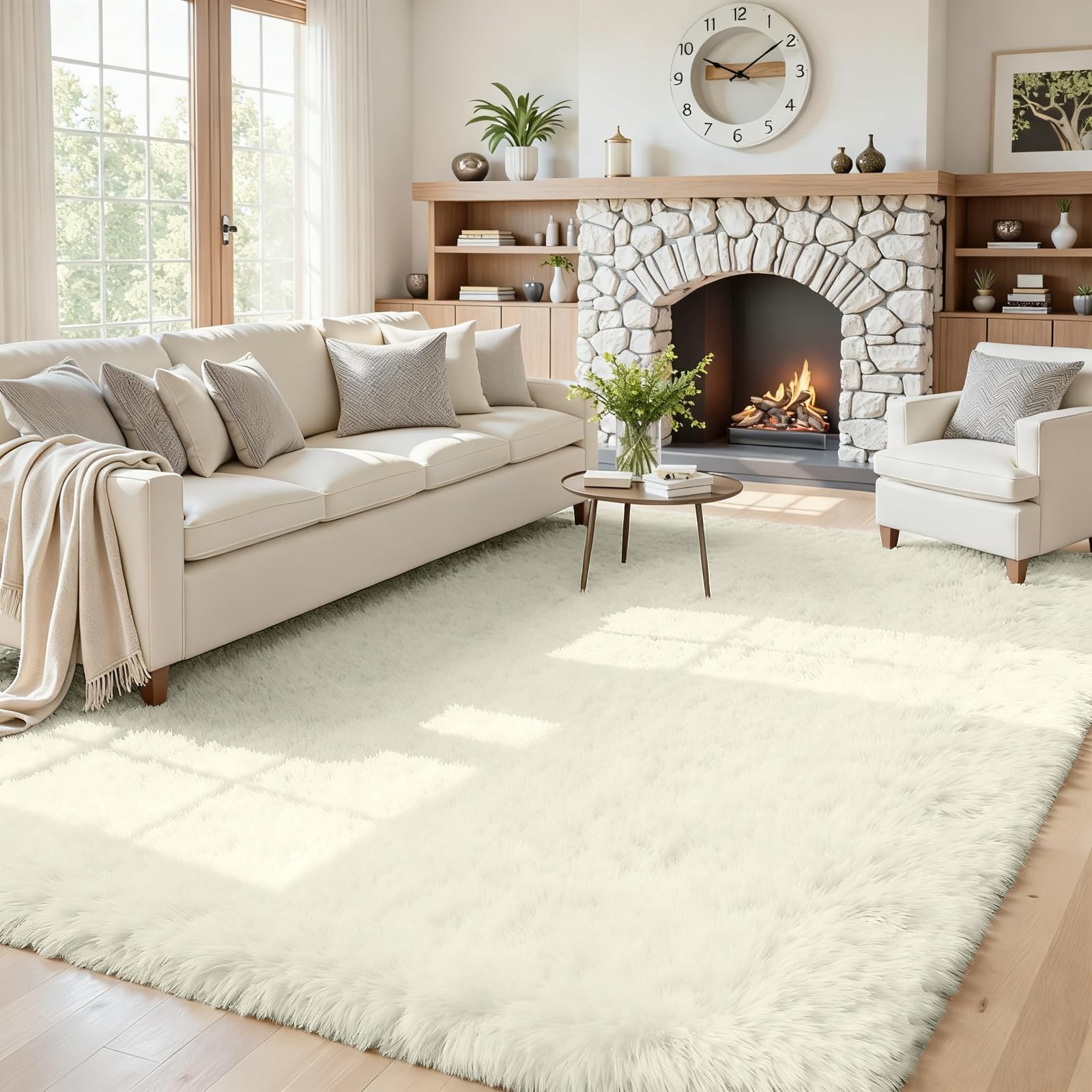 8x10 Area Rugs for Living Room: Ultra Soft Fluffy Shag Grey Rugs for Bedroom, Non-Slip Large Fuzzy Plush Rug Indoor Floor Carpet for Nursery Kids Boys Girls Room, Dorms, Playroom, Modern Home Decor