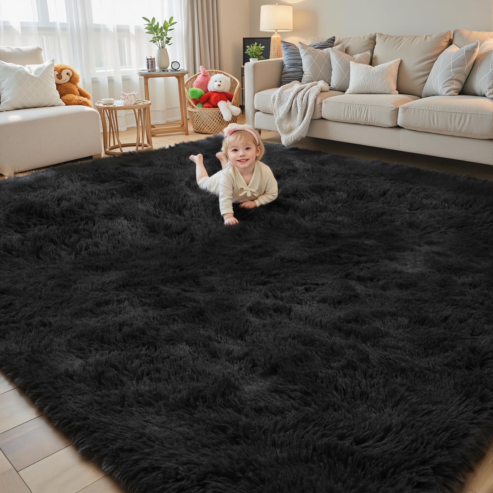 8x10 Area Rugs for Living Room Bedroom Rug, Large Shaggy Soft Plush Furry Bedside Rug, Area Rugs for Home Decor (Light Grey, 8x10 Feet)