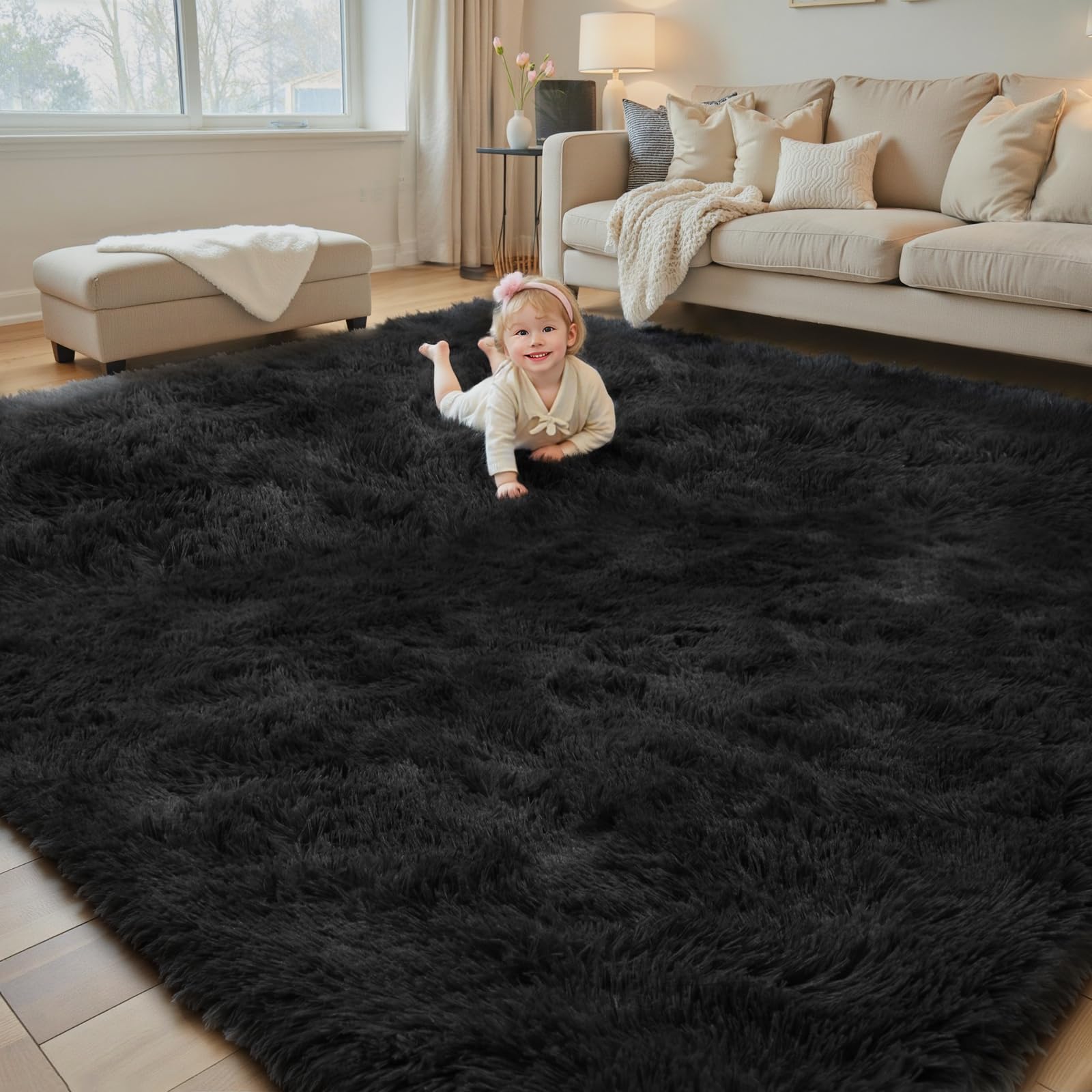 8x10 Area Rugs for Living Room Bedroom Rug, Large Shaggy Soft Plush Furry Bedside Rug, Area Rugs for Home Decor (Light Grey, 8x10 Feet)