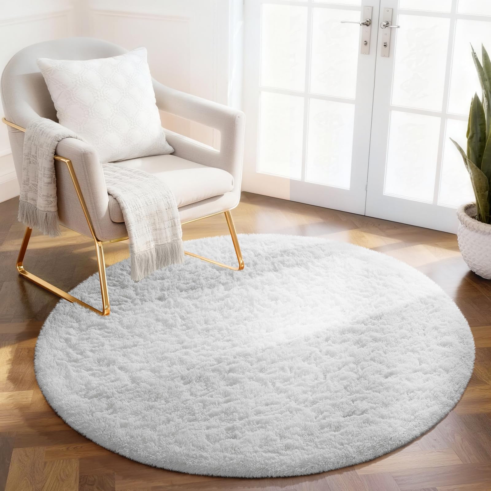 Ophanie 8x10 Area Rugs for Living Room, Upgrade Non-Slip Fluffy Soft Large Shag Bedroom Carpet, Ivory Big Indoor Thick Nursery Rug, Carpets for Boy and Girls Room Dorm Home Decor Aesthetic