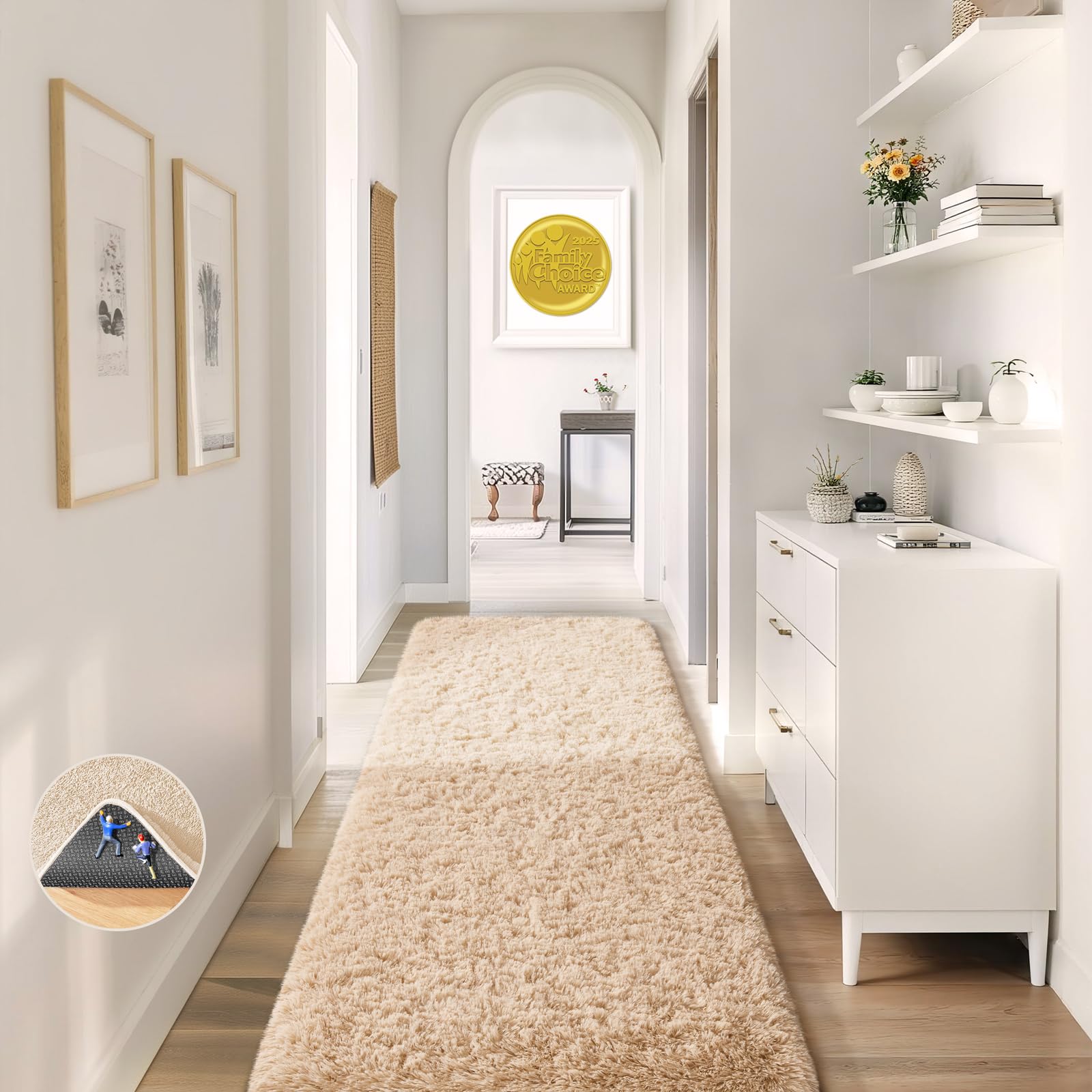Ophanie 8x10 Area Rugs for Living Room, Upgrade Non-Slip Fluffy Soft Large Shag Bedroom Carpet, Ivory Big Indoor Thick Nursery Rug, Carpets for Boy and Girls Room Dorm Home Decor Aesthetic