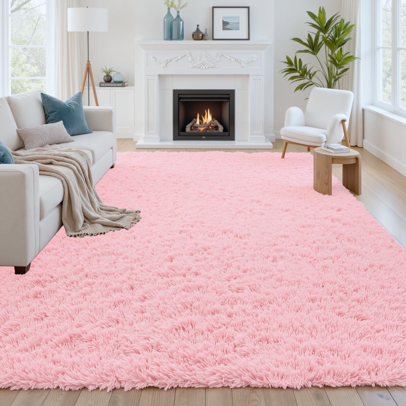 8x10 Area Rugs for Living Room: Ultra Soft Fluffy Shag Grey Rugs for Bedroom, Non-Slip Large Fuzzy Plush Rug Indoor Floor Carpet for Nursery Kids Boys Girls Room, Dorms, Playroom, Modern Home Decor
