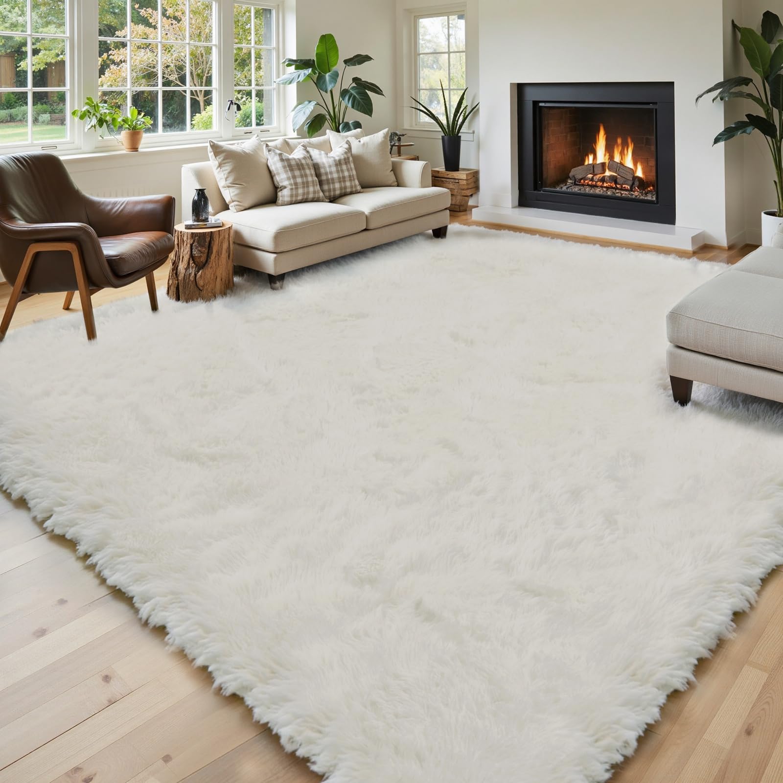 8x10 Area Rugs for Living Room Bedroom Rug, Large Shaggy Soft Plush Furry Bedside Rug, Area Rugs for Home Decor (Light Grey, 8x10 Feet)