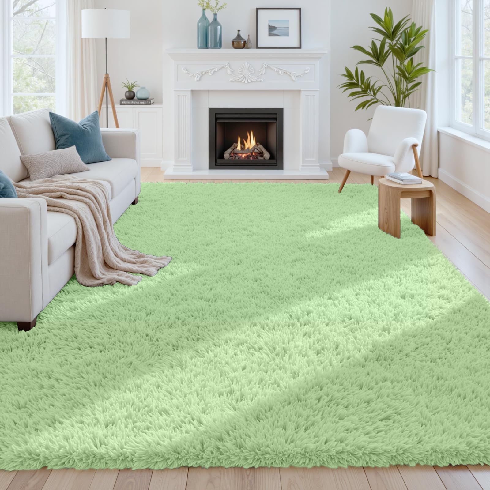 8x10 Area Rugs for Living Room: Ultra Soft Fluffy Shag Grey Rugs for Bedroom, Non-Slip Large Fuzzy Plush Rug Indoor Floor Carpet for Nursery Kids Boys Girls Room, Dorms, Playroom, Modern Home Decor