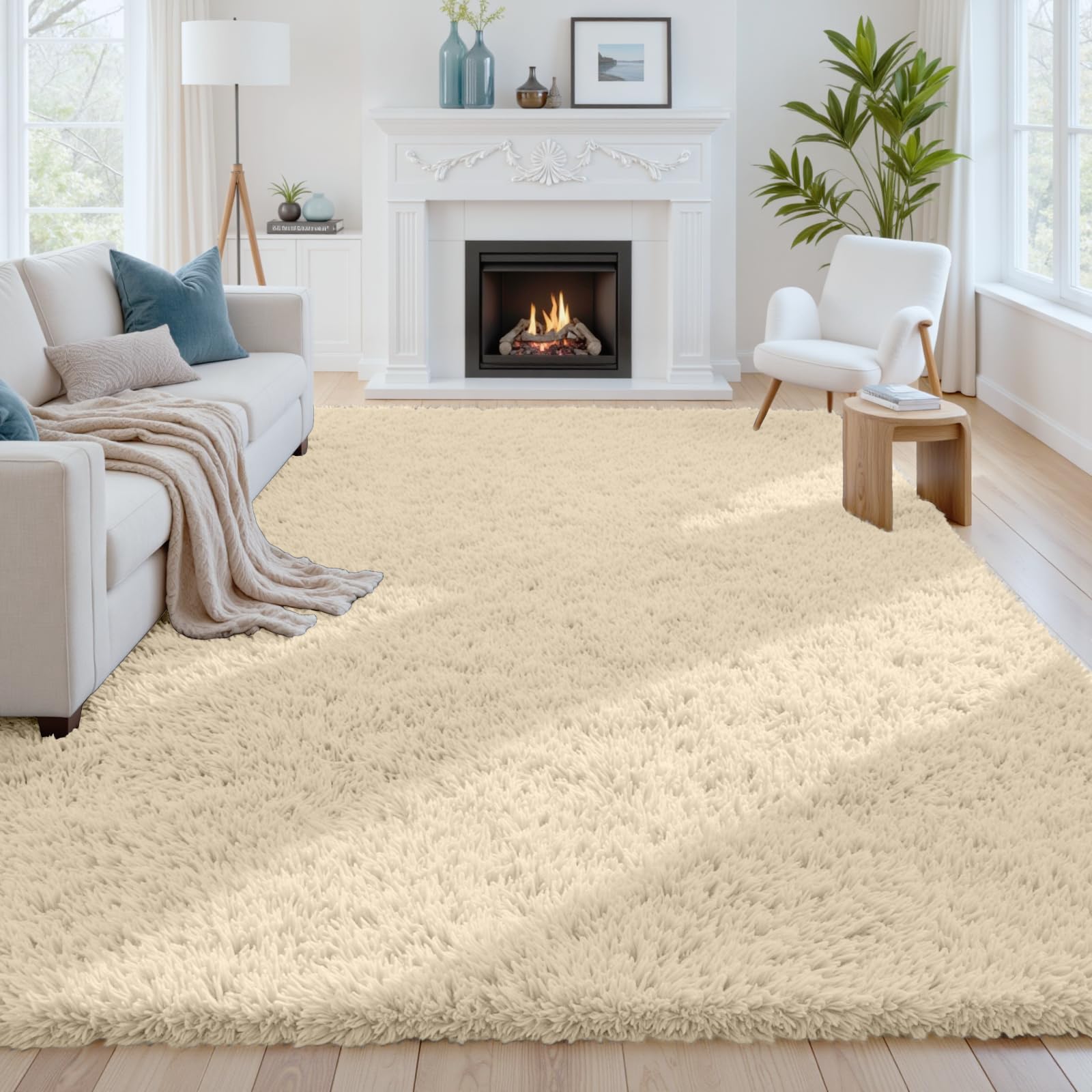 8x10 Area Rugs for Living Room: Ultra Soft Fluffy Shag Grey Rugs for Bedroom, Non-Slip Large Fuzzy Plush Rug Indoor Floor Carpet for Nursery Kids Boys Girls Room, Dorms, Playroom, Modern Home Decor