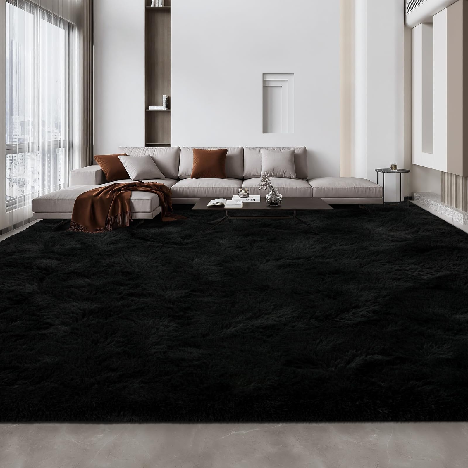 Deerhoo Large Shag Area Rugs 6 x 9, Tie-Dyed Plush Fuzzy Rug for Living Room, Ultra Soft Fluffy Furry Rugs for Bedroom, Indoor Carpet Nursery Rugs for Kids Room Home Decor, Light Grey