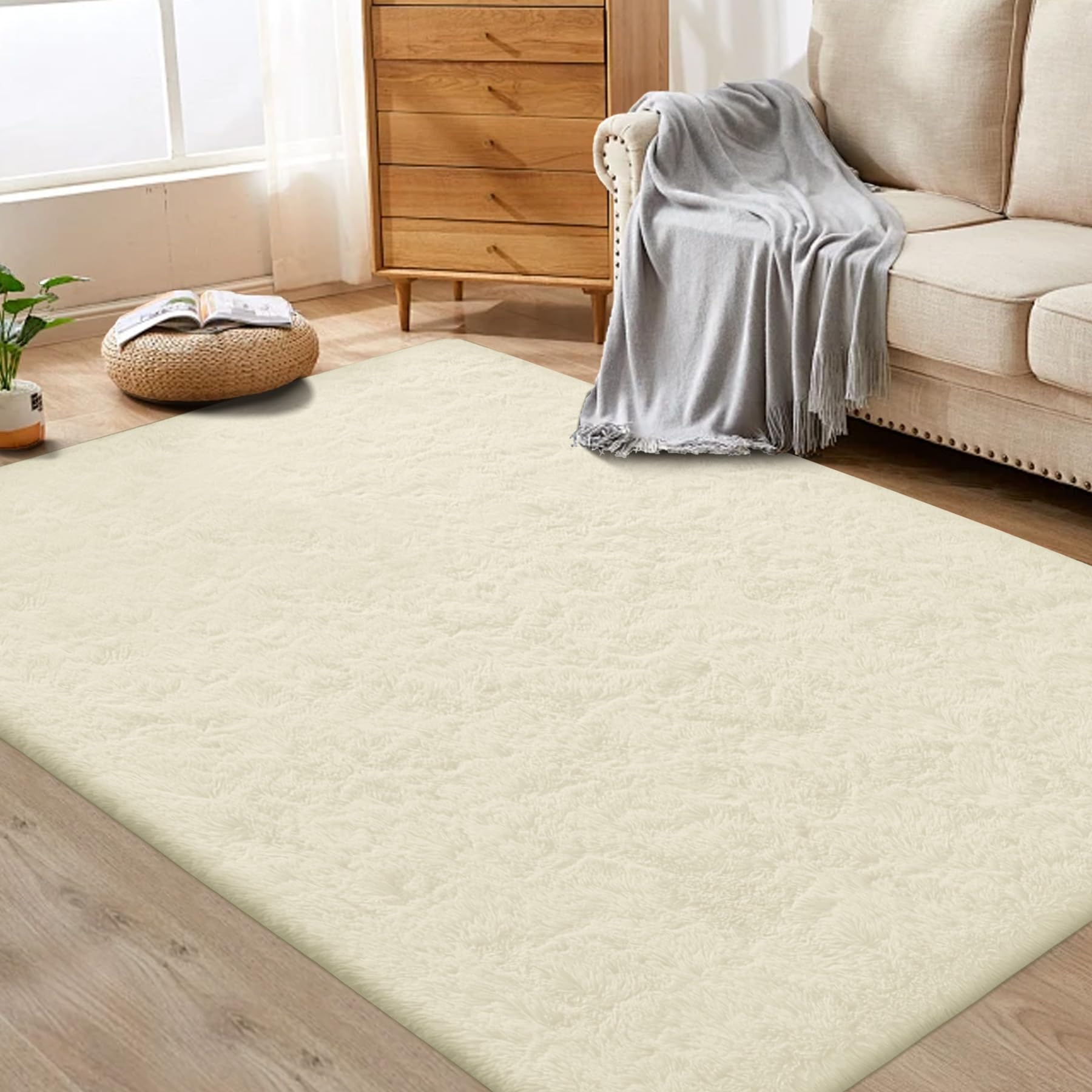 8x10 Area Rugs for Living Room: Fluffy Shag Soft Washable Rug Large Fuzzy Plush Indoor Carpet for Bedroom Nursery Playroom Kids Girls Boys Room (Camel, 8'x10')