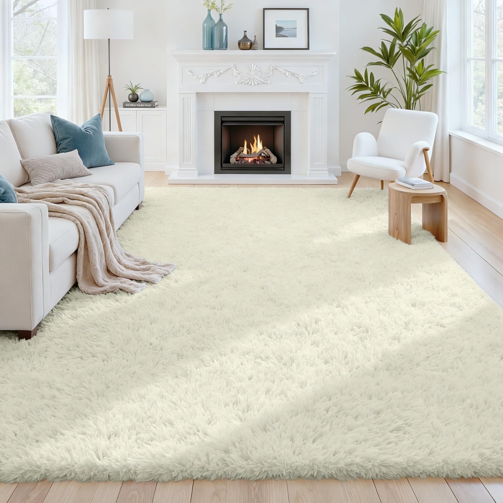 8x10 Area Rugs for Living Room: Ultra Soft Fluffy Shag Grey Rugs for Bedroom, Non-Slip Large Fuzzy Plush Rug Indoor Floor Carpet for Nursery Kids Boys Girls Room, Dorms, Playroom, Modern Home Decor