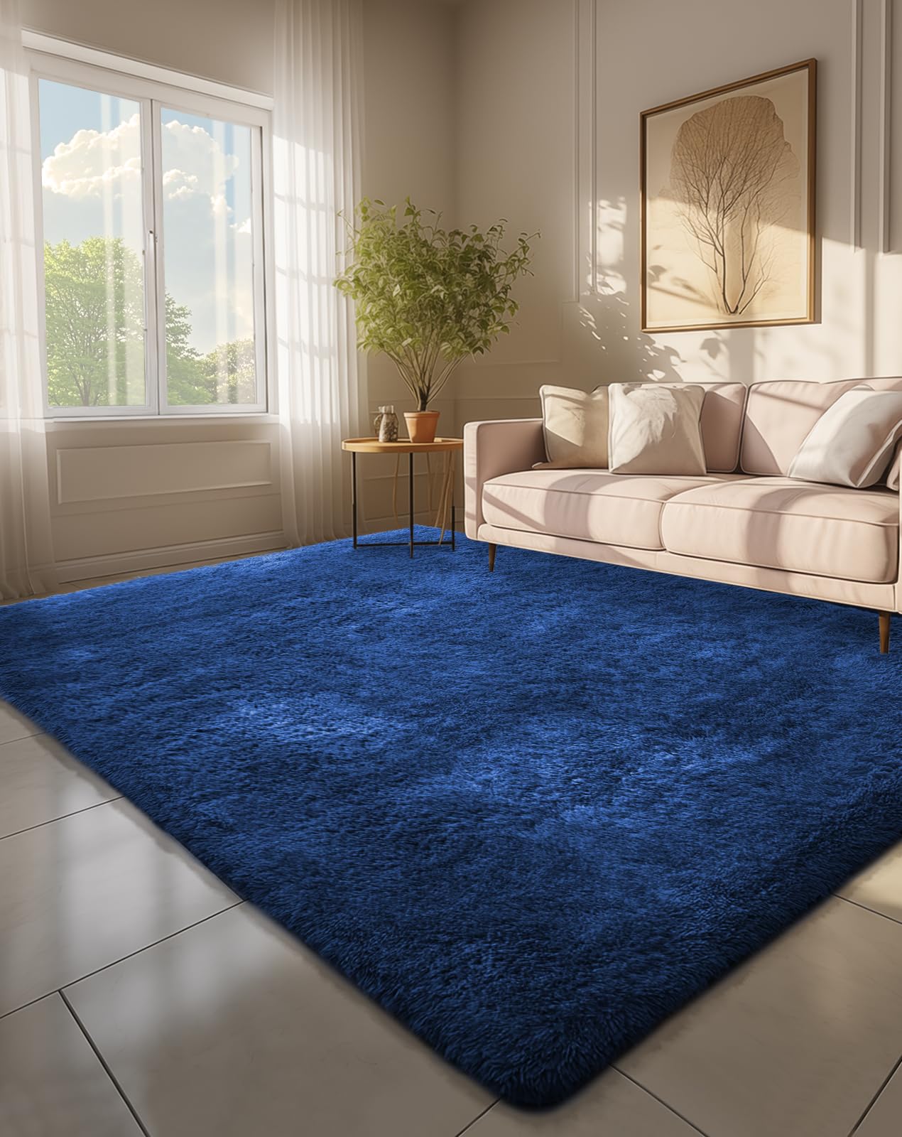 Ophanie 8x10 Area Rugs for Living Room, Upgrade Non-Slip Fluffy Soft Large Shag Bedroom Carpet, Ivory Big Indoor Thick Nursery Rug, Carpets for Boy and Girls Room Dorm Home Decor Aesthetic