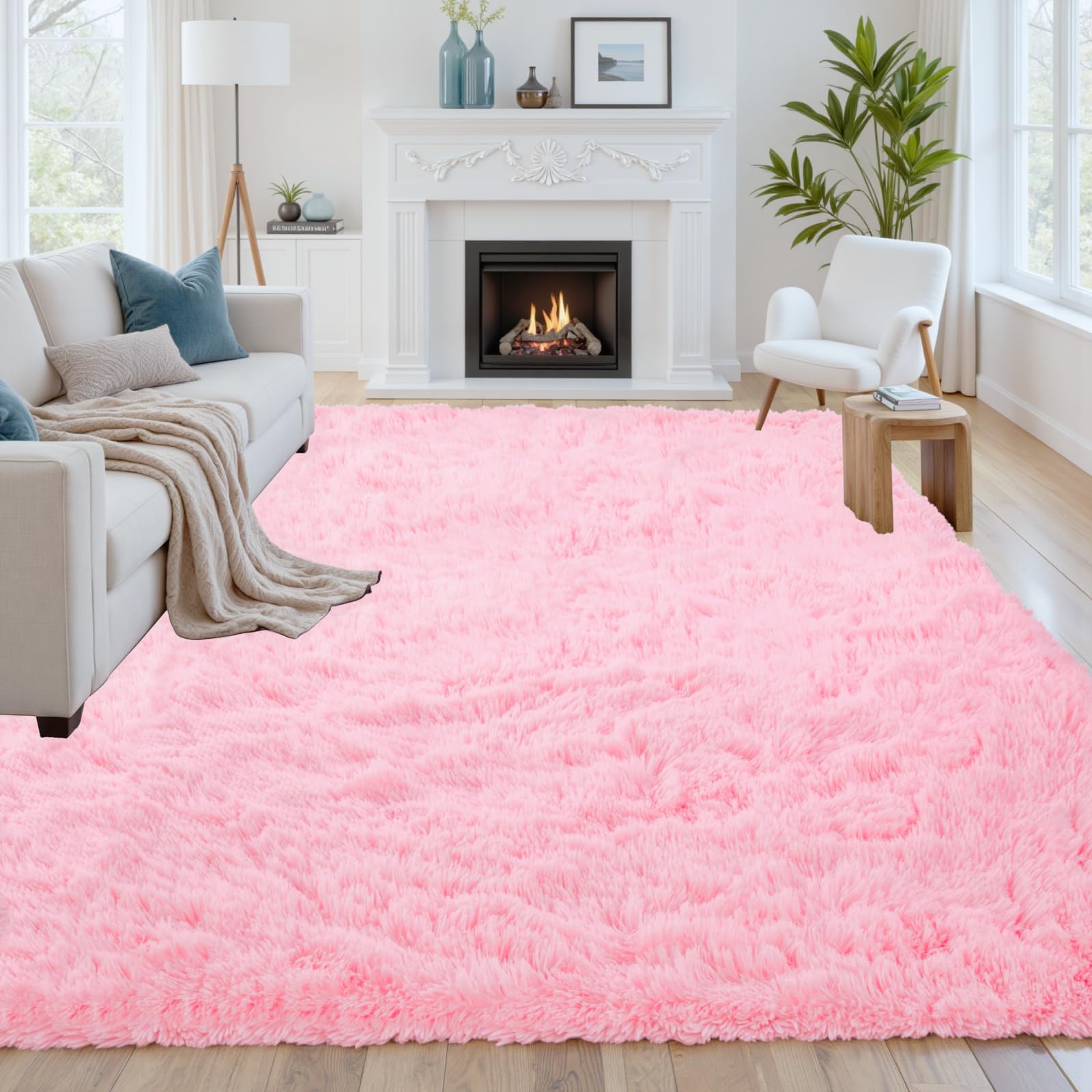 8x10 Area Rugs for Living Room: Ultra Soft Fluffy Shag Grey Rugs for Bedroom, Non-Slip Large Fuzzy Plush Rug Indoor Floor Carpet for Nursery Kids Boys Girls Room, Dorms, Playroom, Modern Home Decor