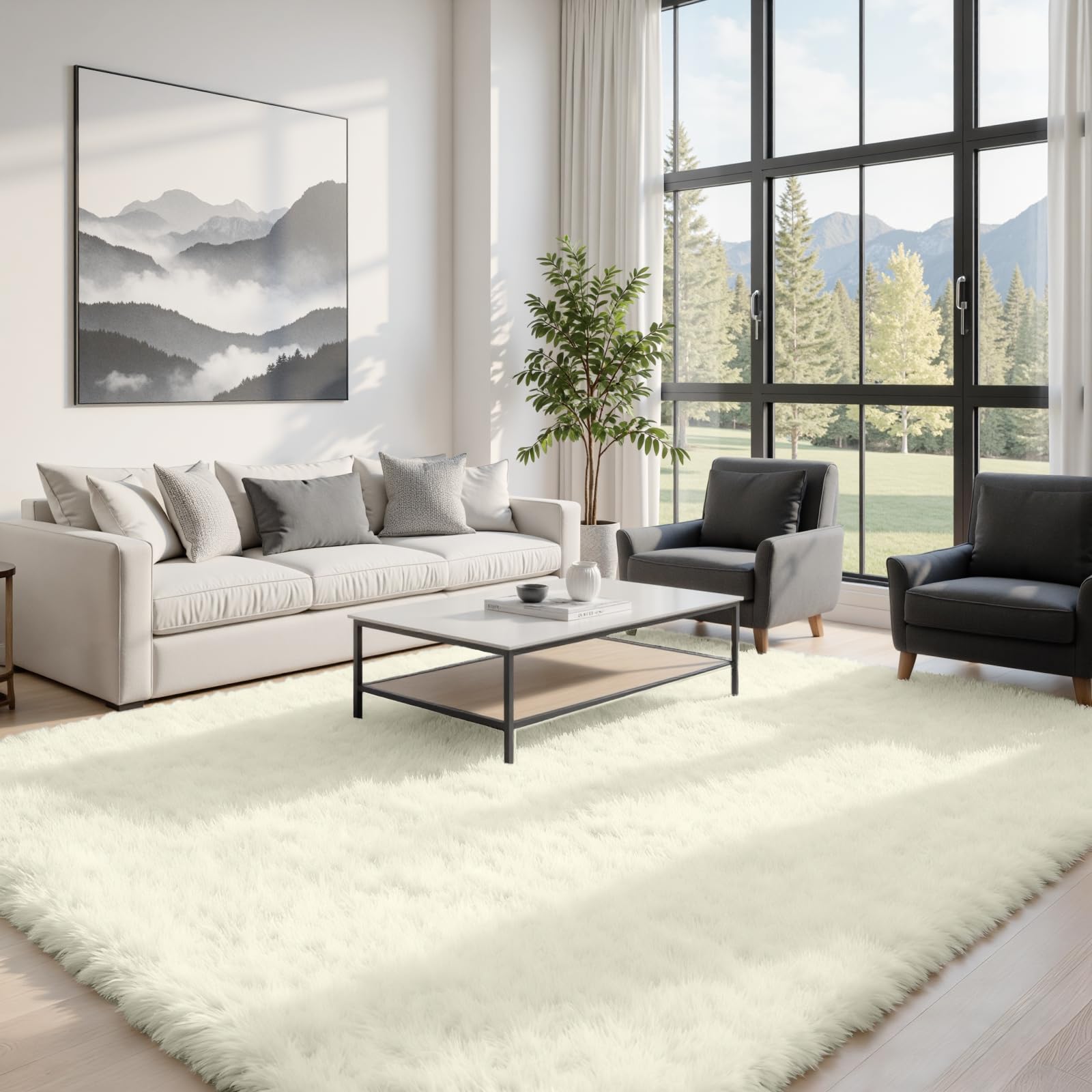 8x10 Area Rugs for Living Room: Ultra Soft Fluffy Shag Grey Rugs for Bedroom, Non-Slip Large Fuzzy Plush Rug Indoor Floor Carpet for Nursery Kids Boys Girls Room, Dorms, Playroom, Modern Home Decor