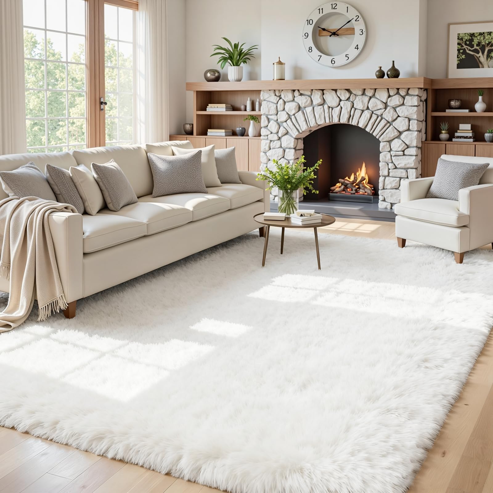 8x10 Area Rugs for Living Room: Ultra Soft Fluffy Shag Grey Rugs for Bedroom, Non-Slip Large Fuzzy Plush Rug Indoor Floor Carpet for Nursery Kids Boys Girls Room, Dorms, Playroom, Modern Home Decor