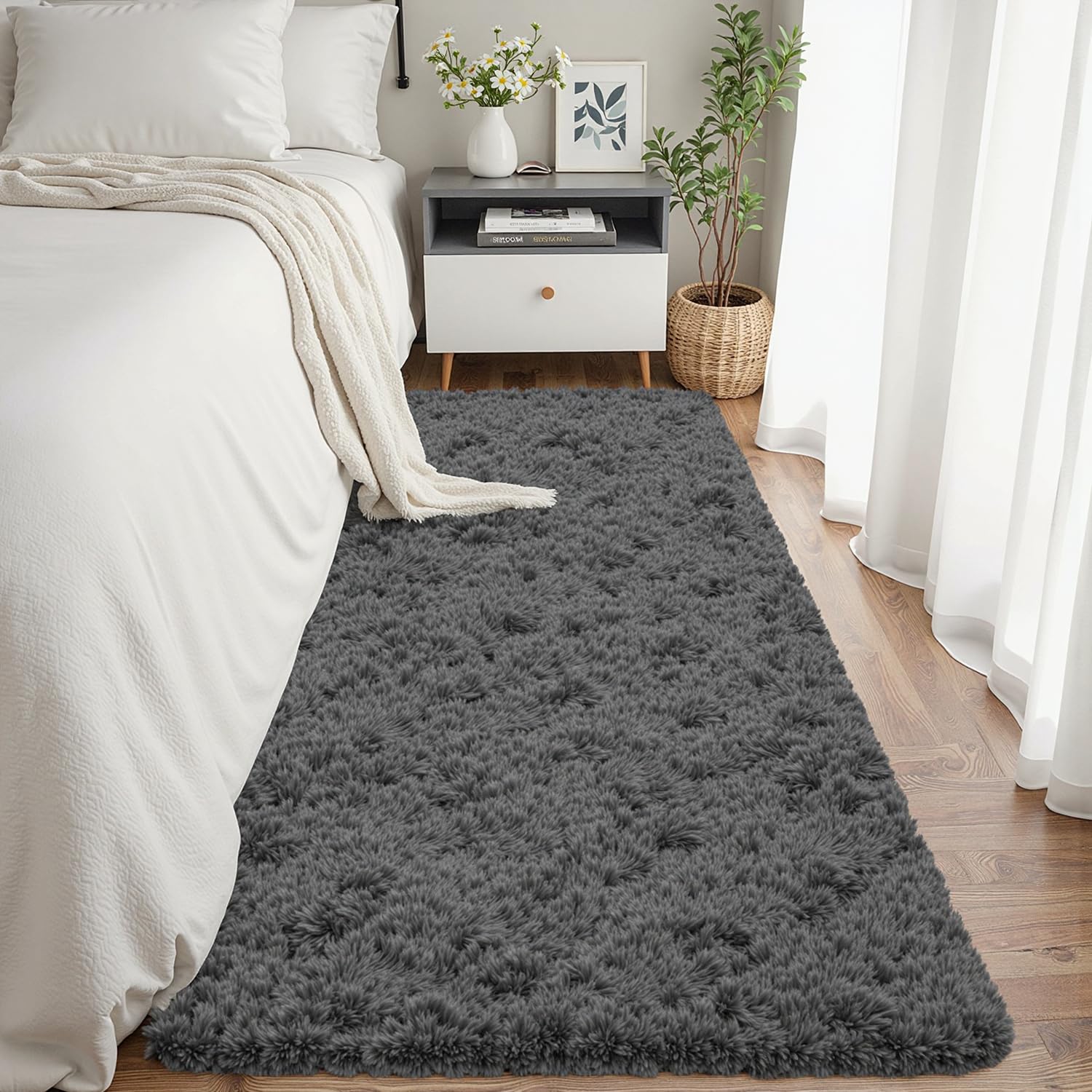 8x10 Area Rugs for Living Room: Ultra Soft Fluffy Shag Grey Rugs for Bedroom, Non-Slip Large Fuzzy Plush Rug Indoor Floor Carpet for Nursery Kids Boys Girls Room, Dorms, Playroom, Modern Home Decor