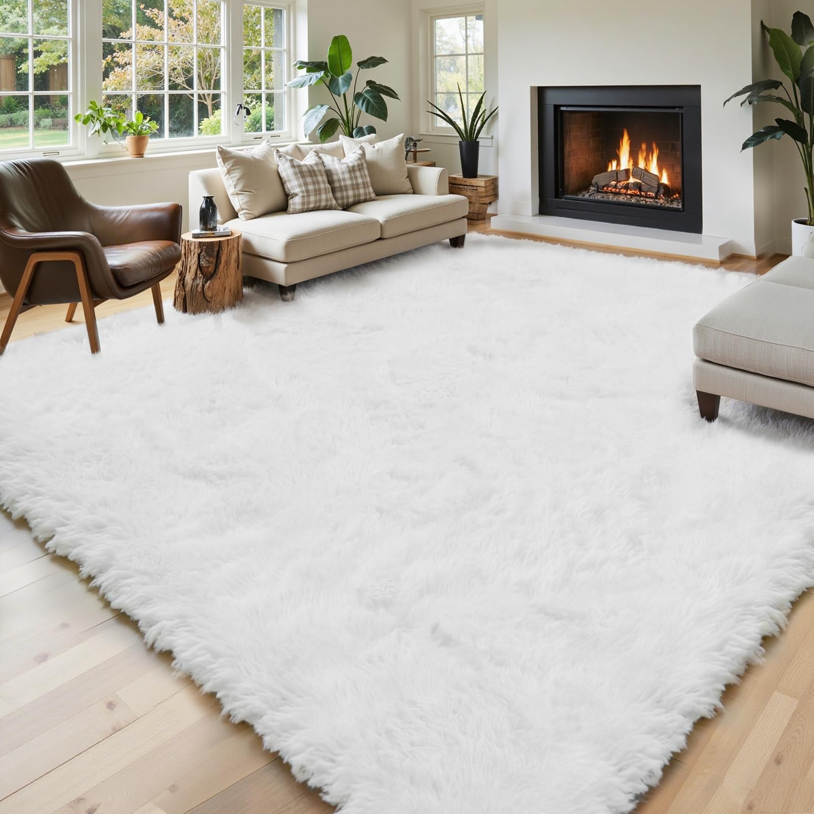 8x10 Area Rugs for Living Room Bedroom Rug, Large Shaggy Soft Plush Furry Bedside Rug, Area Rugs for Home Decor (Light Grey, 8x10 Feet)