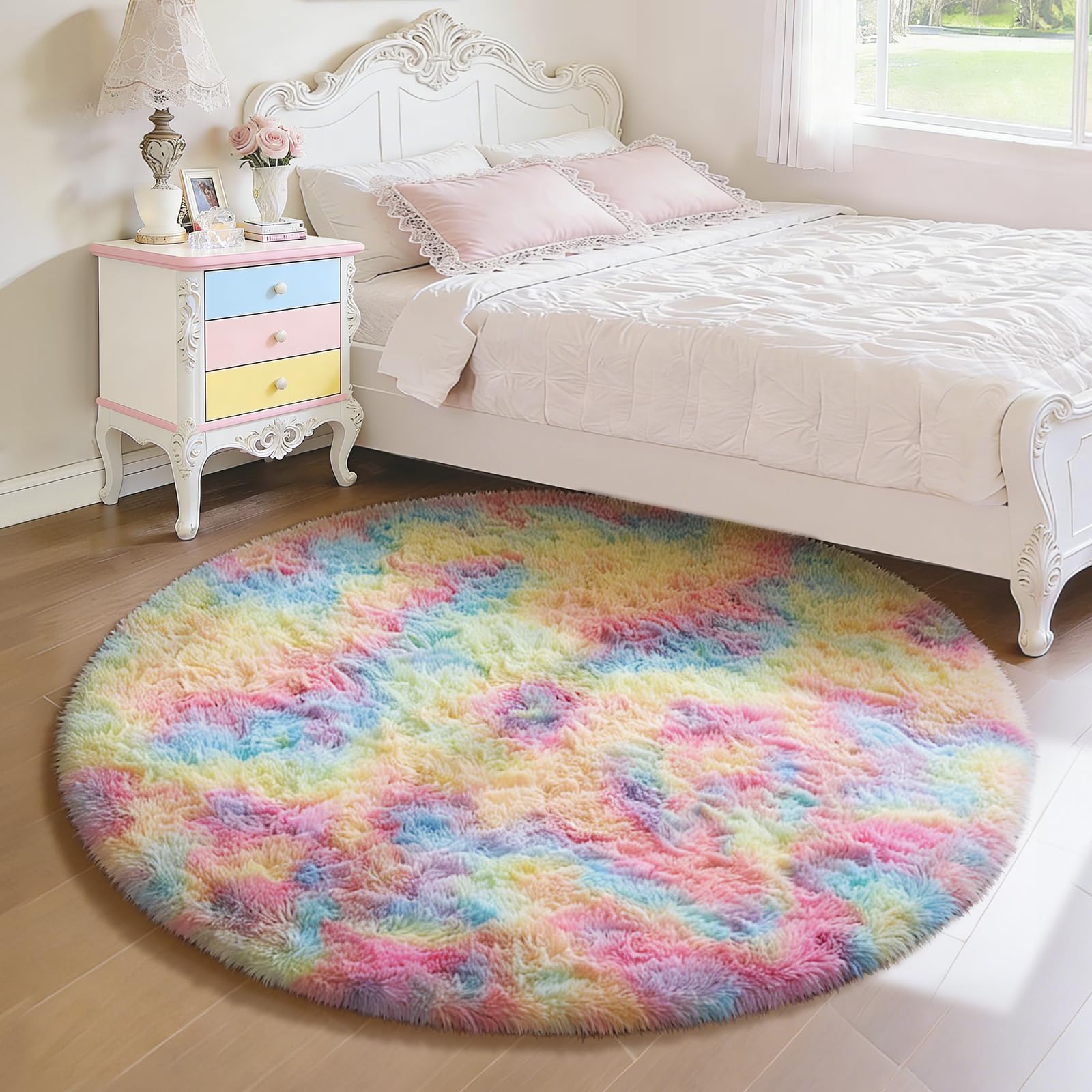 Ophanie 8x10 Area Rugs for Living Room, Upgrade Non-Slip Fluffy Soft Large Shag Bedroom Carpet, Ivory Big Indoor Thick Nursery Rug, Carpets for Boy and Girls Room Dorm Home Decor Aesthetic