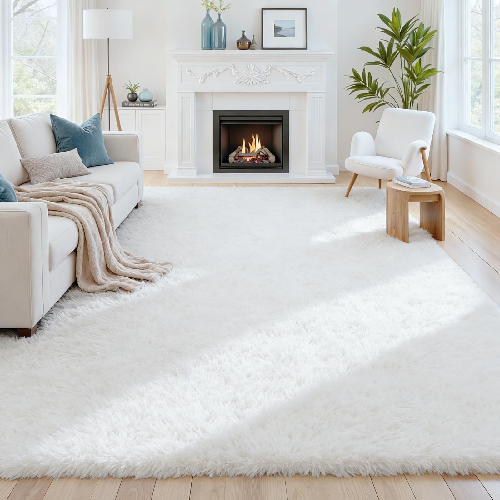 8x10 Area Rugs for Living Room: Ultra Soft Fluffy Shag Grey Rugs for Bedroom, Non-Slip Large Fuzzy Plush Rug Indoor Floor Carpet for Nursery Kids Boys Girls Room, Dorms, Playroom, Modern Home Decor