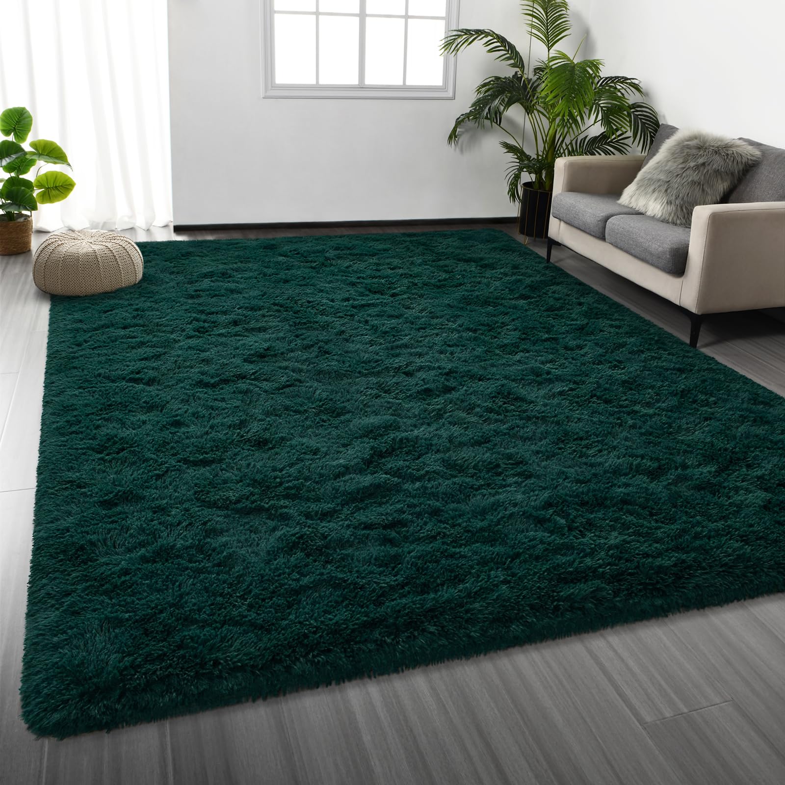 Deerhoo Large Shag Area Rugs 6 x 9, Tie-Dyed Plush Fuzzy Rug for Living Room, Ultra Soft Fluffy Furry Rugs for Bedroom, Indoor Carpet Nursery Rugs for Kids Room Home Decor, Light Grey