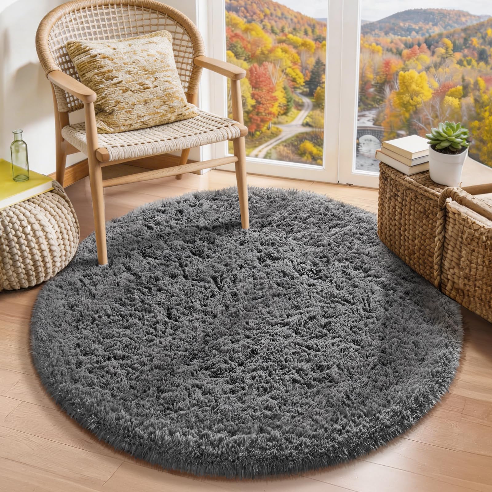 Ophanie 8x10 Area Rugs for Living Room, Upgrade Non-Slip Fluffy Soft Large Shag Bedroom Carpet, Ivory Big Indoor Thick Nursery Rug, Carpets for Boy and Girls Room Dorm Home Decor Aesthetic