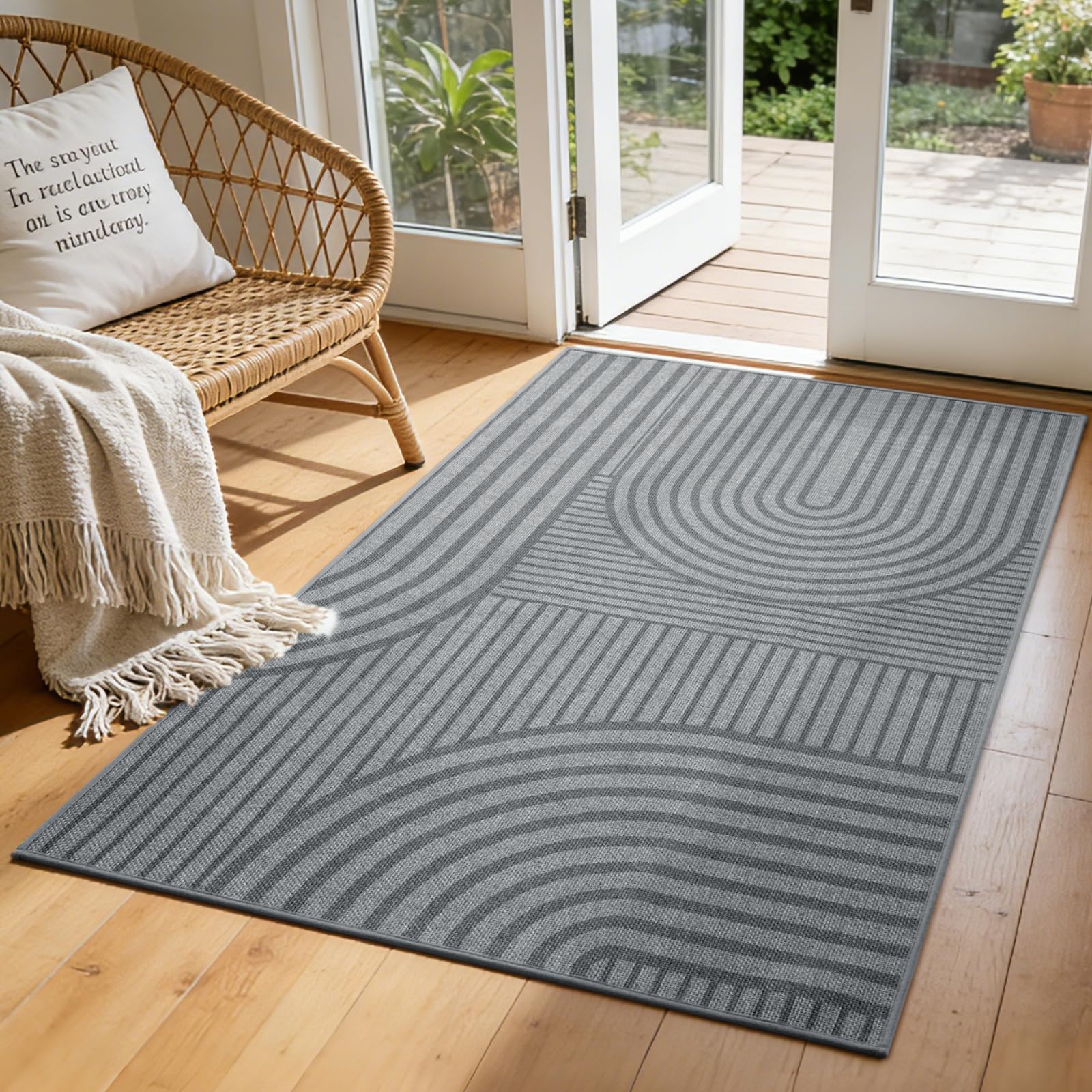 Front Door Mat 17''x30'', Absorbent Dirt Resist Washable Non Slip Low-Profile Indoor Doormat, Easy Clean Welcome Entryway Door Mats, Brown