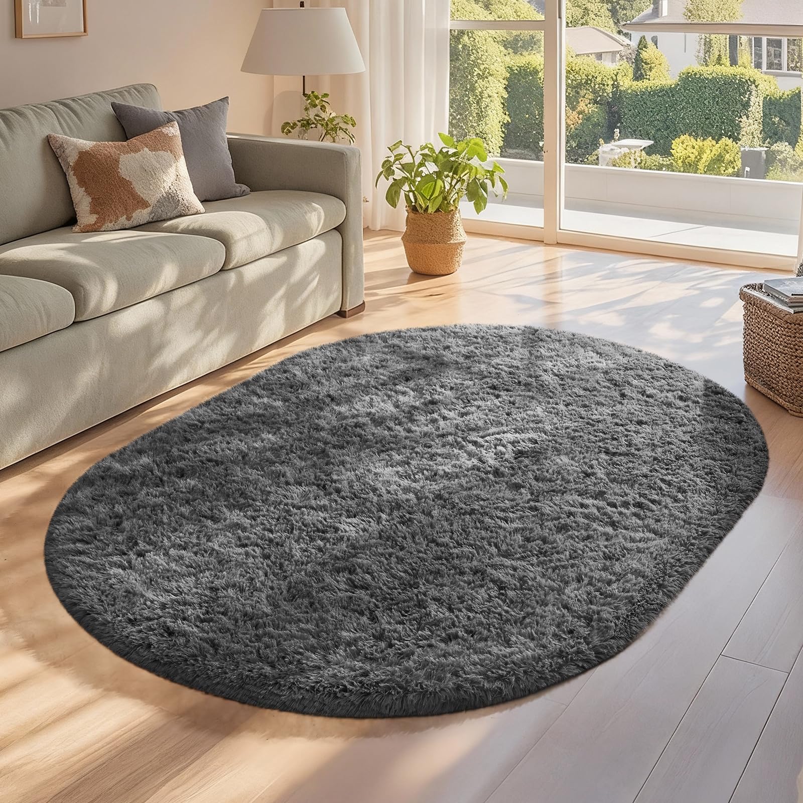 Ophanie 8x10 Area Rugs for Living Room, Upgrade Non-Slip Fluffy Soft Large Shag Bedroom Carpet, Ivory Big Indoor Thick Nursery Rug, Carpets for Boy and Girls Room Dorm Home Decor Aesthetic