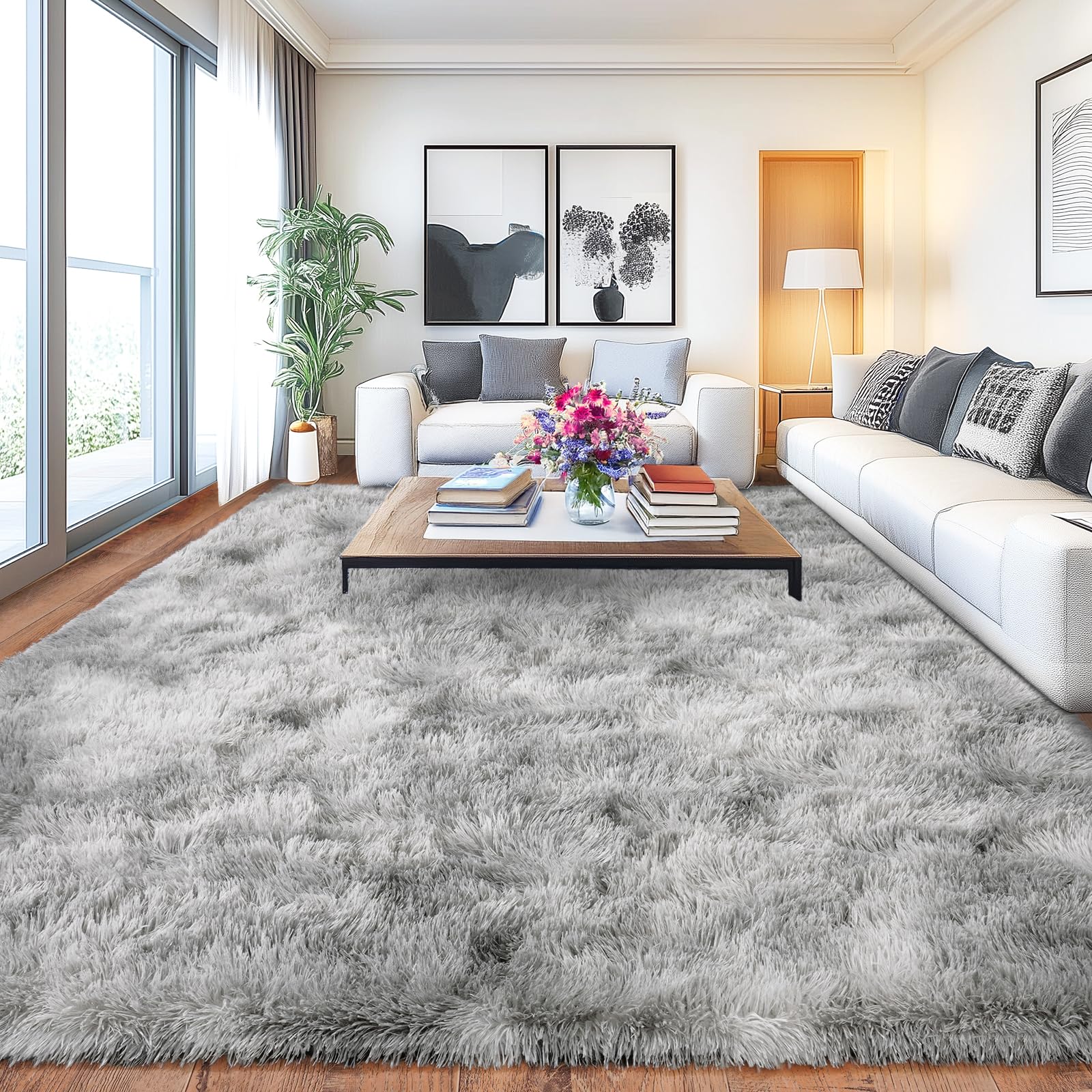 Upgrade Non-Slip Plush Rugs for Living Room, Soft Shaggy Carpets for Living Room, Fuzzy Rugs for Kids' Room, Perfect Decor for Modern Home Tie Dye Camel 8x10 Feet