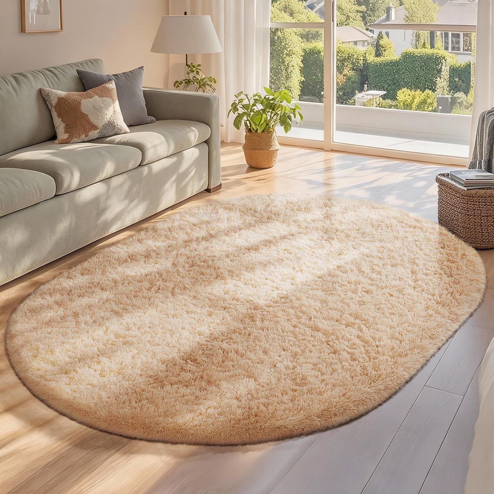 Ophanie 8x10 Area Rugs for Living Room, Upgrade Non-Slip Fluffy Soft Large Shag Bedroom Carpet, Ivory Big Indoor Thick Nursery Rug, Carpets for Boy and Girls Room Dorm Home Decor Aesthetic