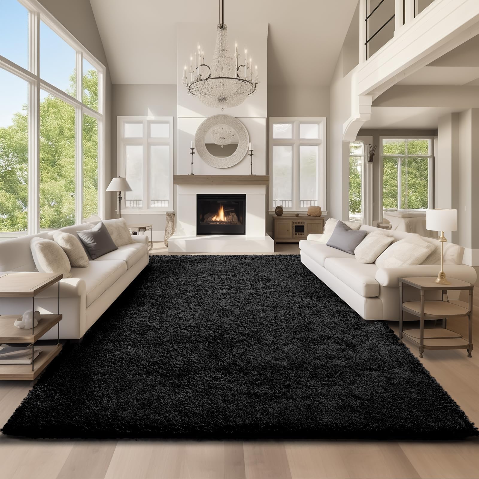 Ophanie 8x10 Area Rugs for Living Room, Upgrade Non-Slip Fluffy Soft Large Shag Bedroom Carpet, Ivory Big Indoor Thick Nursery Rug, Carpets for Boy and Girls Room Dorm Home Decor Aesthetic