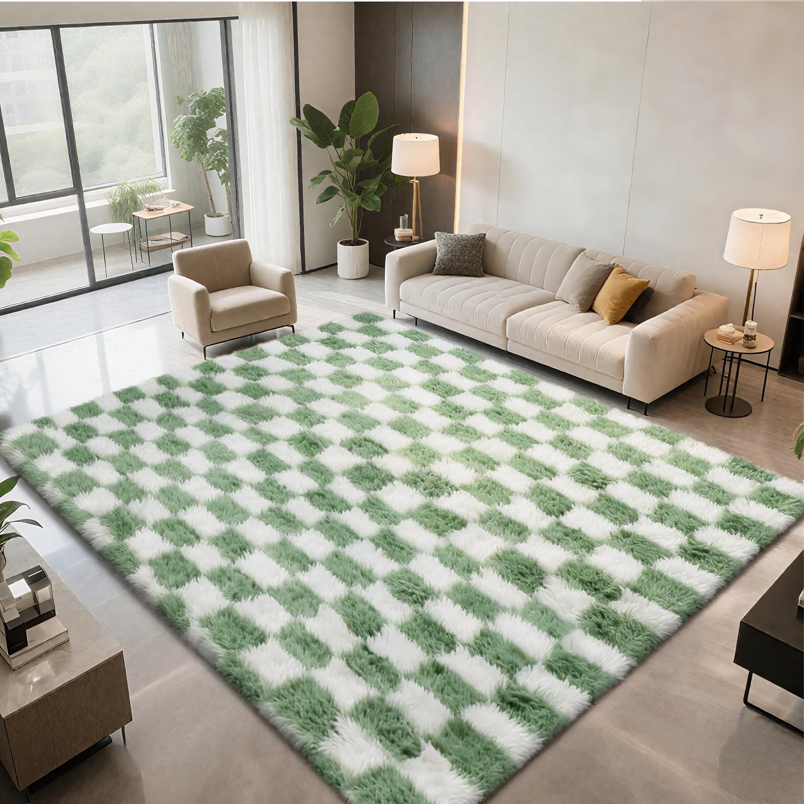 Shag Area Rugs for Bedroom Living Room,8X10 Ultra Soft Fluffy Area Rugs for Dorm, Indoor Carpet Nursery Rugs for Kids Girls Room Home Decor,Tie-Dye Grey