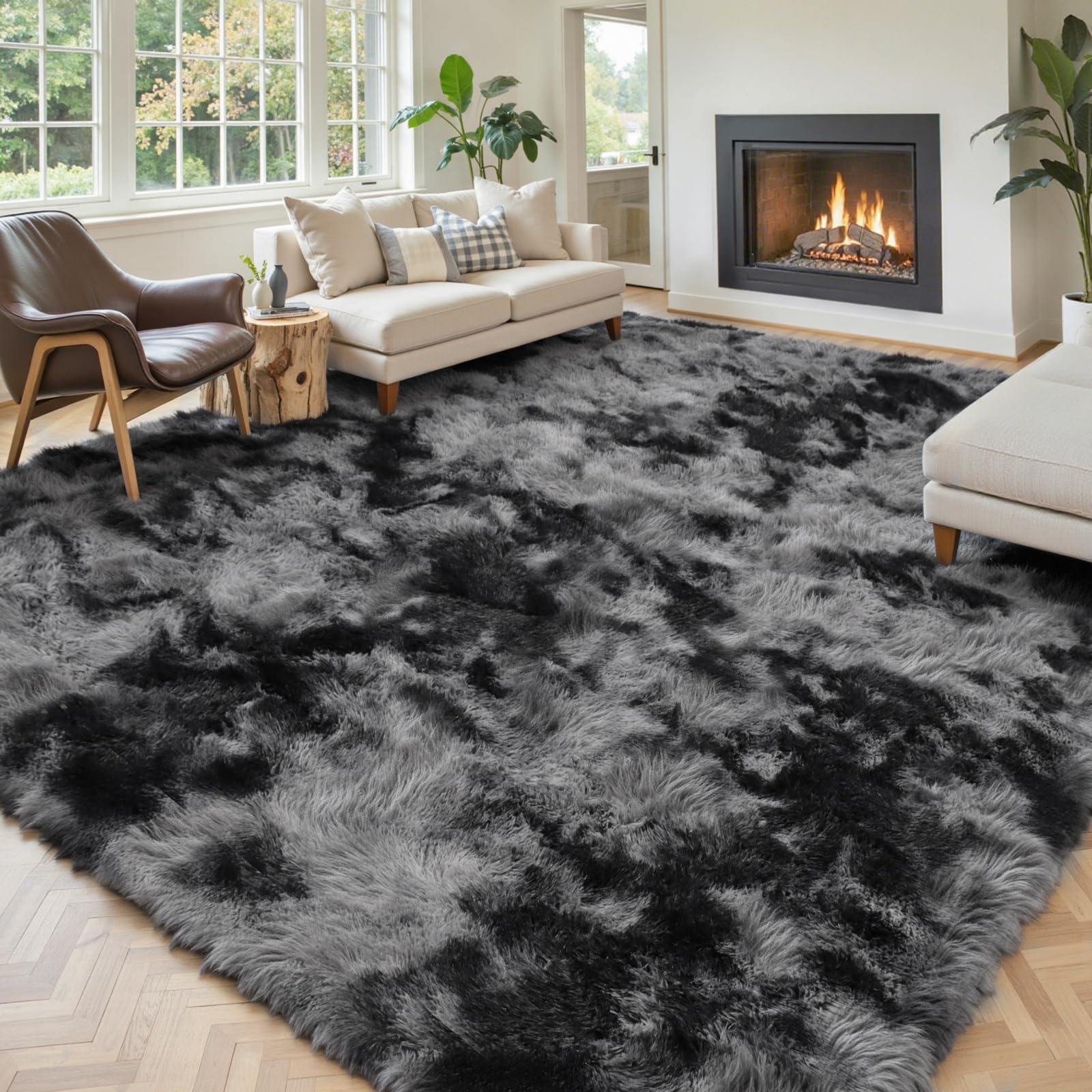 8x10 Area Rugs for Living Room Bedroom Rug, Large Shaggy Soft Plush Furry Bedside Rug, Area Rugs for Home Decor (Light Grey, 8x10 Feet)