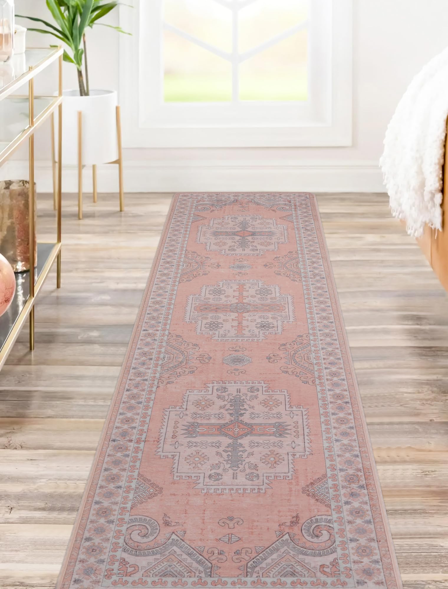 Srugn Washable Rugs 8x10 Area Rugs for Living Room,Ultra Soft Faux Wool Retro Rugs for Bedroom,Dining Room,Non Slip&Non-Shedding Low Pile Vintage Print Rug Indoor Large Carpets for Home Office Decor