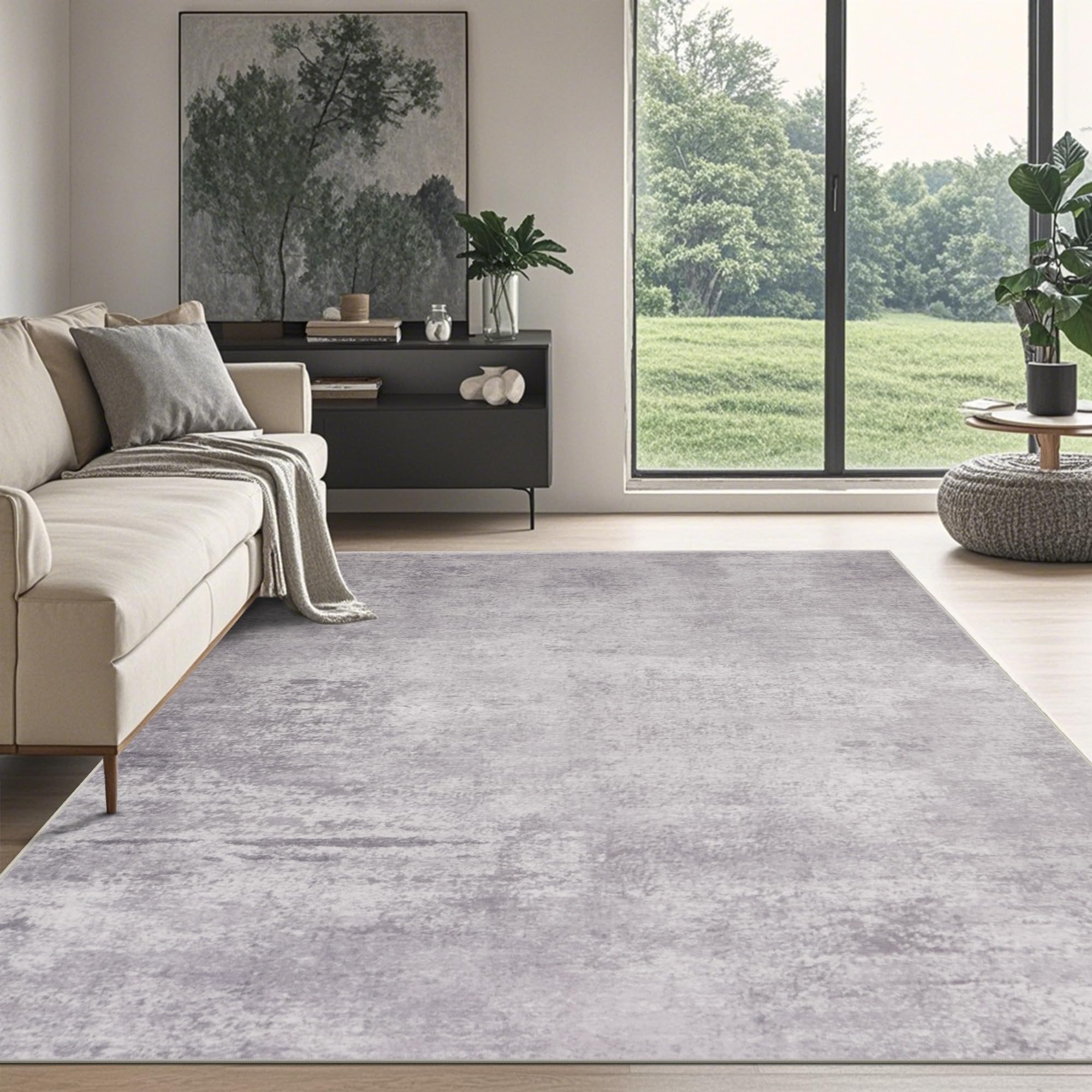 Srugn Washable Rugs 8x10 Area Rugs for Living Room,Ultra Soft Faux Wool Retro Rugs for Bedroom,Dining Room,Non Slip&Non-Shedding Low Pile Vintage Print Rug Indoor Large Carpets for Home Office Decor