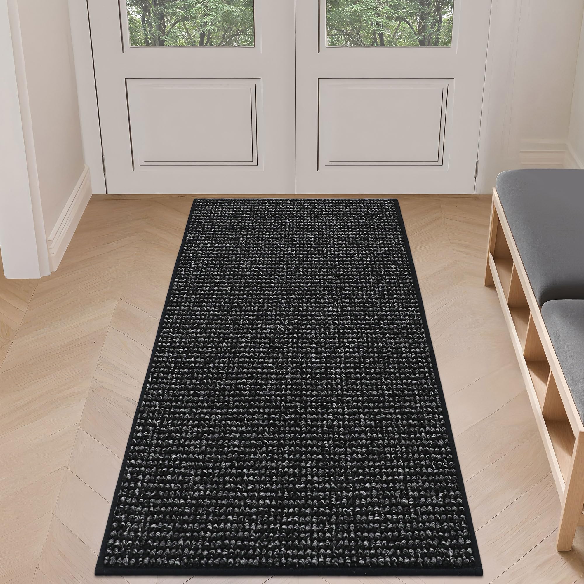 BEQHAUSE Dirt Trapper Door Mat 24" x 36", Non-Slip Washable Doormats Entrance Mat, Dirt Resistant and Absorbent Welcome Mat, Low Profile Floor Mats for Front Back Door and Entryway, Beige