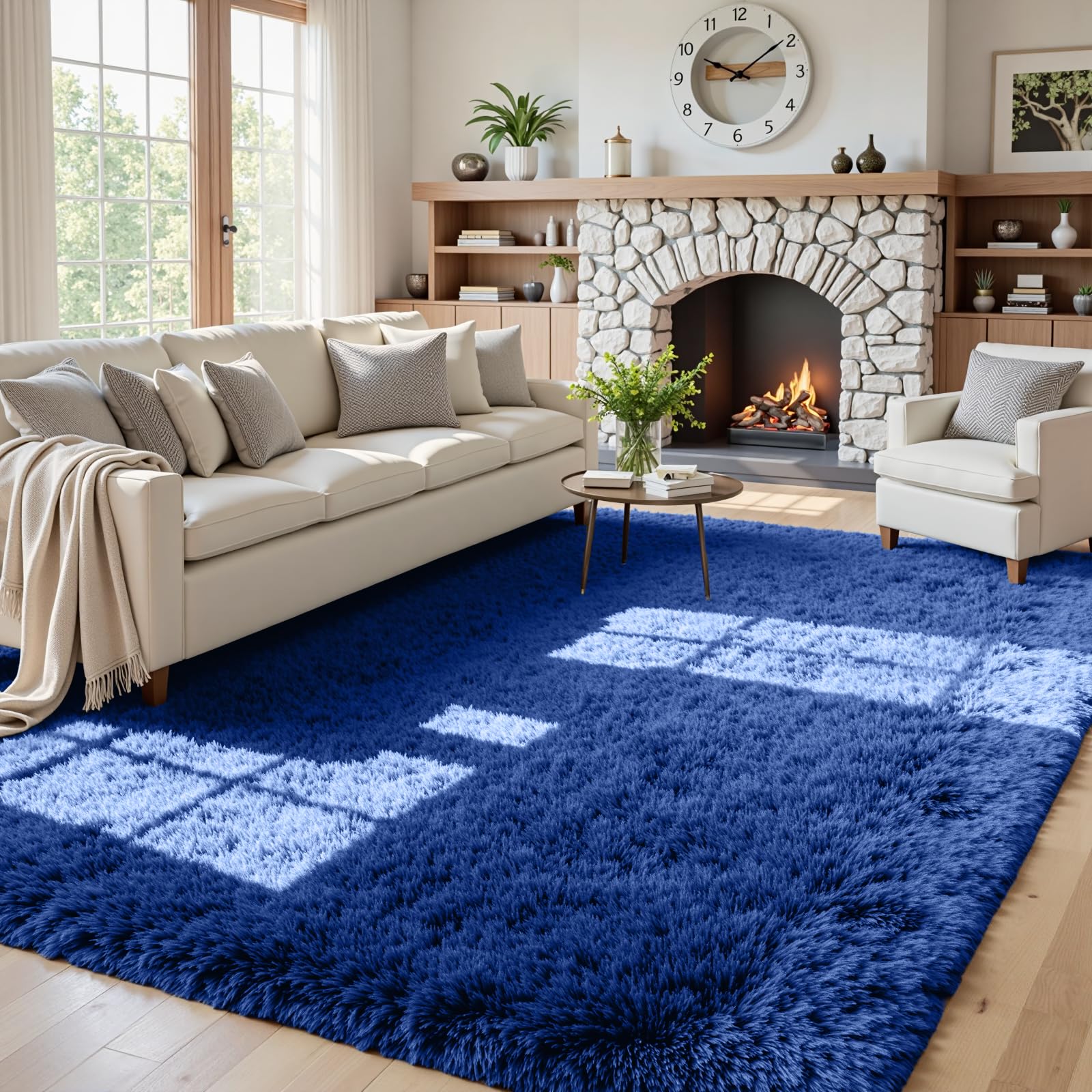 8x10 Area Rugs for Living Room: Ultra Soft Fluffy Shag Grey Rugs for Bedroom, Non-Slip Large Fuzzy Plush Rug Indoor Floor Carpet for Nursery Kids Boys Girls Room, Dorms, Playroom, Modern Home Decor