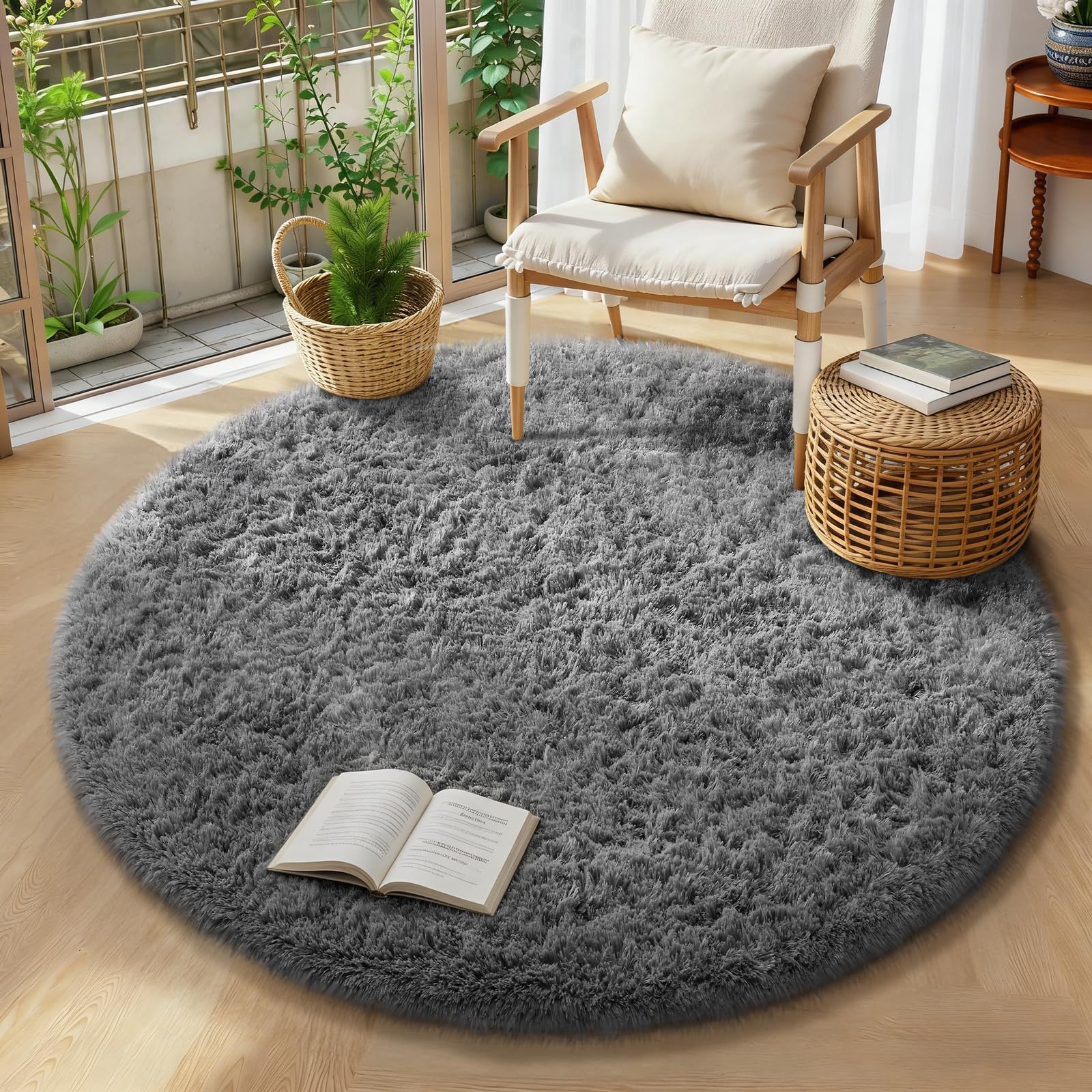 Ophanie 8x10 Area Rugs for Living Room, Upgrade Non-Slip Fluffy Soft Large Shag Bedroom Carpet, Ivory Big Indoor Thick Nursery Rug, Carpets for Boy and Girls Room Dorm Home Decor Aesthetic