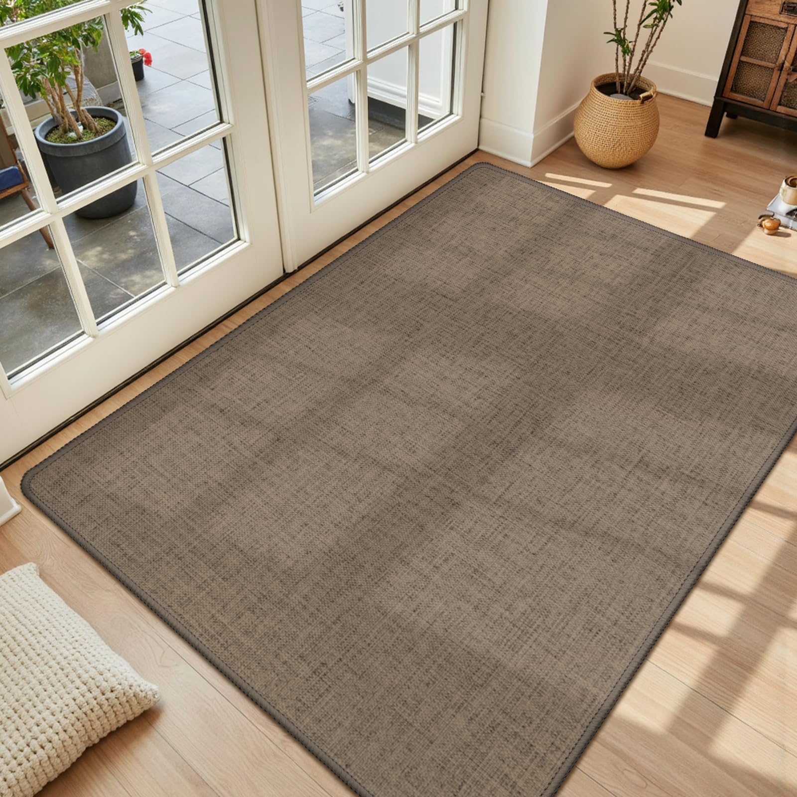 LEKEEPGO Ultra Thin Indoor Door Mat 24"x47", Low-Profile Door Mat Indoor Entrance, Non Slip Rubber Backing Inside Doormat Washable Welcome Front Entryway Dirt Trapper Entry Mat, Grey