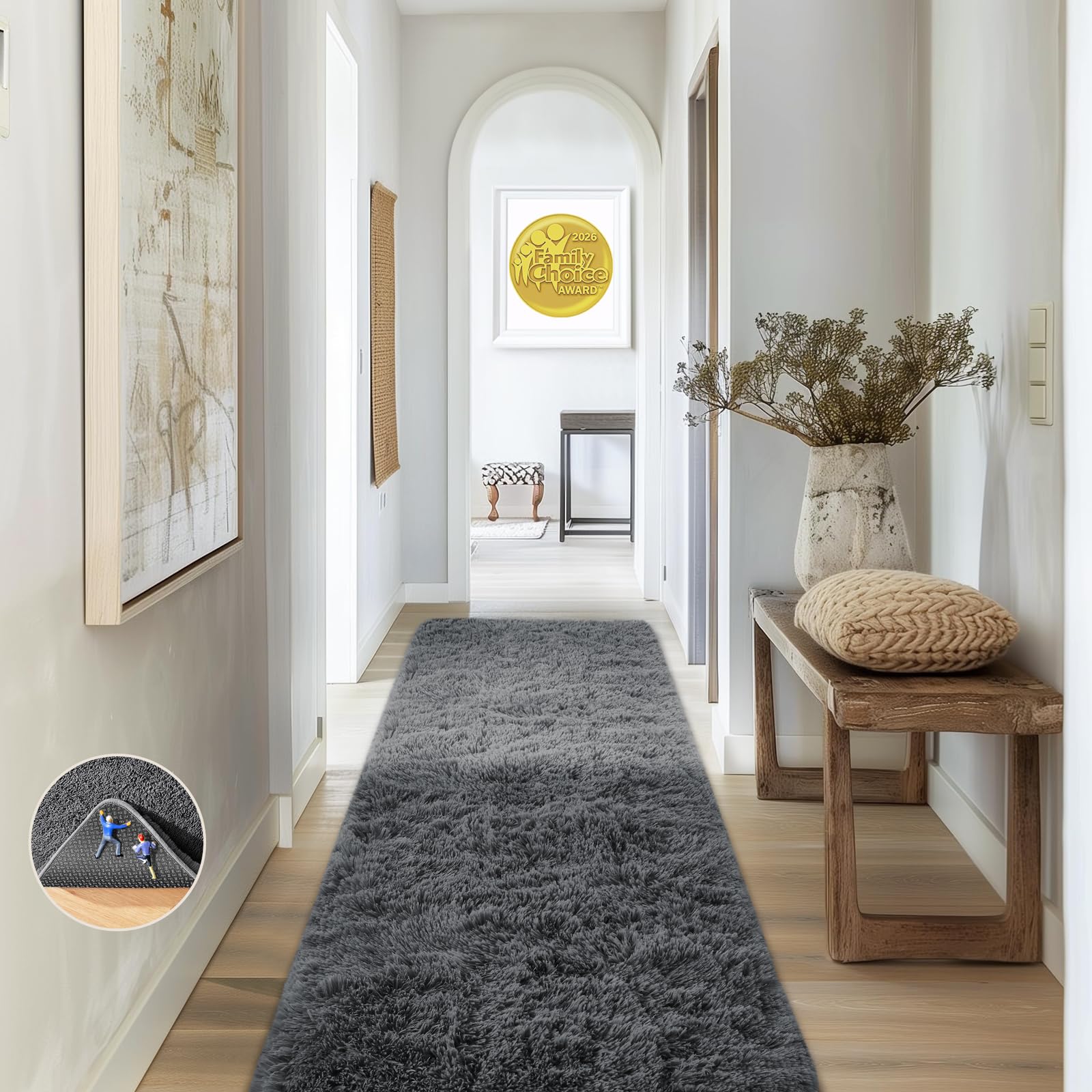 Ophanie 8x10 Area Rugs for Living Room, Upgrade Non-Slip Fluffy Soft Large Shag Bedroom Carpet, Ivory Big Indoor Thick Nursery Rug, Carpets for Boy and Girls Room Dorm Home Decor Aesthetic
