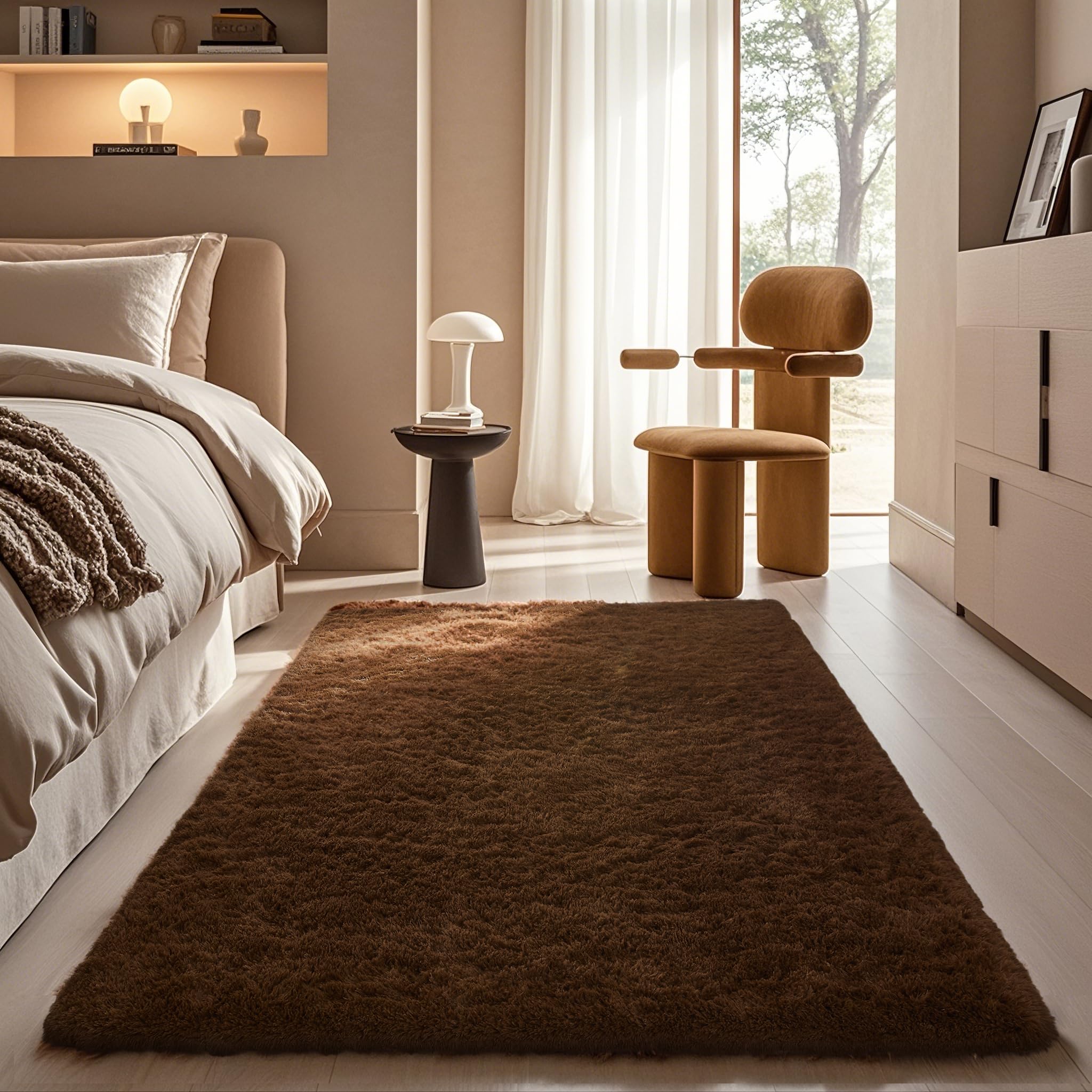 Ophanie 8x10 Area Rugs for Living Room, Upgrade Non-Slip Fluffy Soft Large Shag Bedroom Carpet, Ivory Big Indoor Thick Nursery Rug, Carpets for Boy and Girls Room Dorm Home Decor Aesthetic