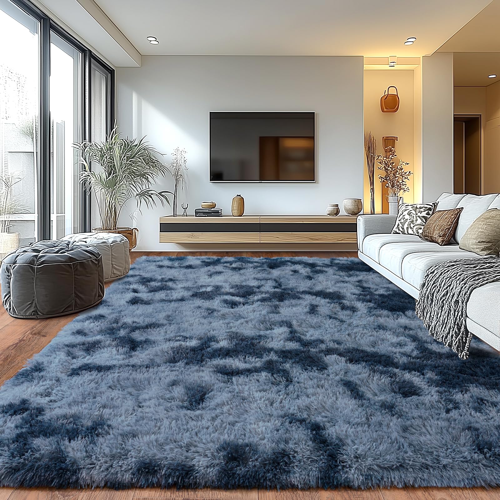 Upgrade Non-Slip Plush Rugs for Living Room, Soft Shaggy Carpets for Living Room, Fuzzy Rugs for Kids' Room, Perfect Decor for Modern Home Tie Dye Camel 8x10 Feet